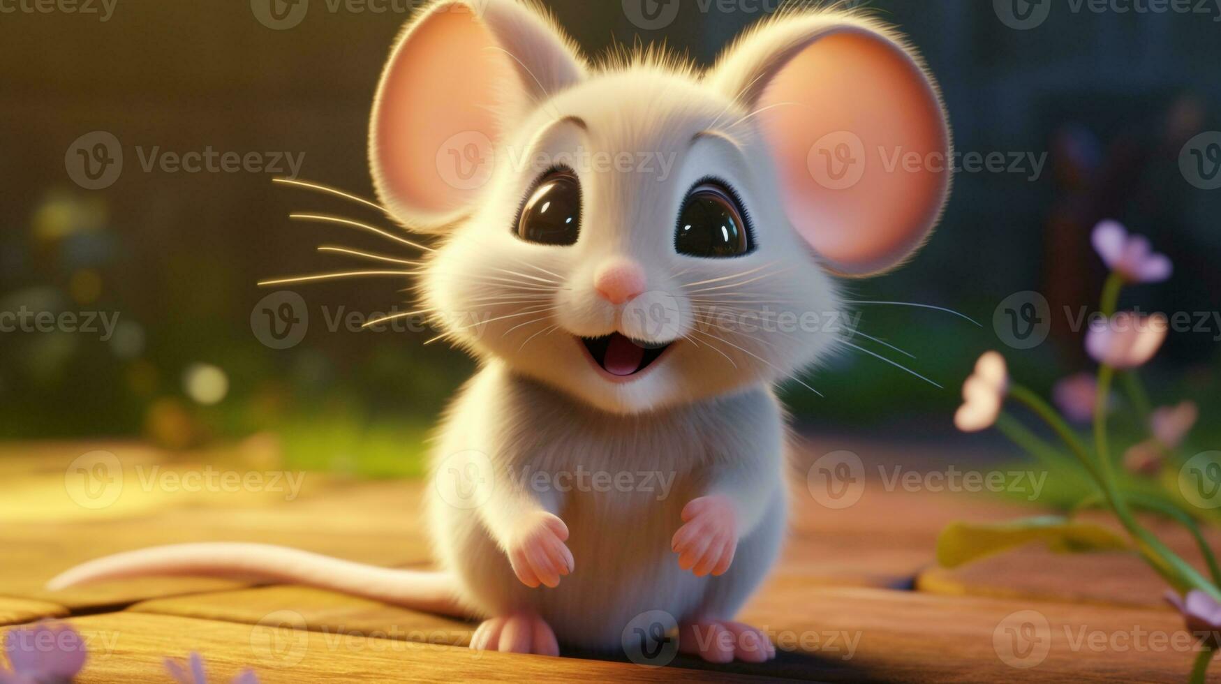 une mignonne peu Souris dans disney dessin animé style. génératif ai photo