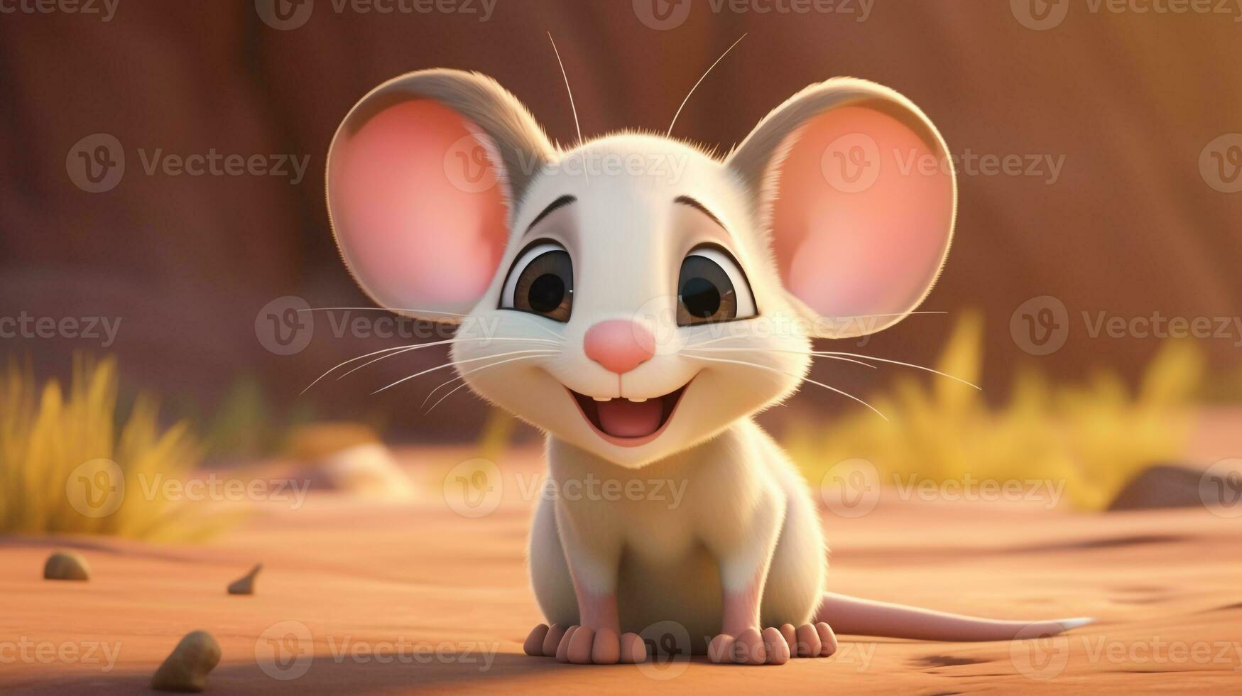 une mignonne peu kangourou rat dans disney dessin animé style. génératif ai photo