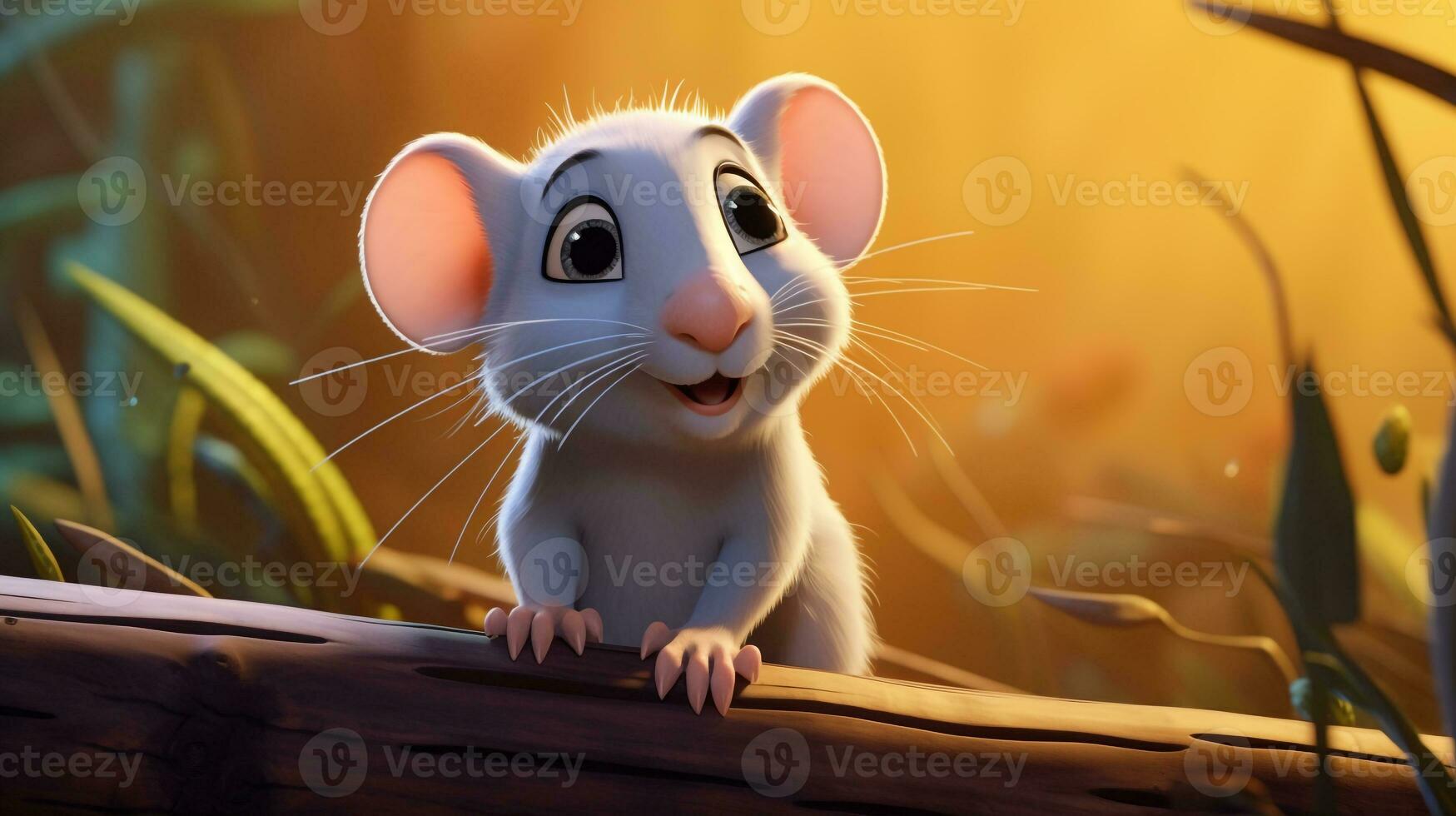 une mignonne peu canne rat dans disney dessin animé style. génératif ai photo