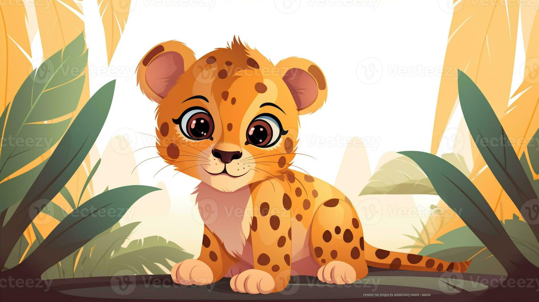 une mignonne peu léopard dans vecteur style. génératif ai photo