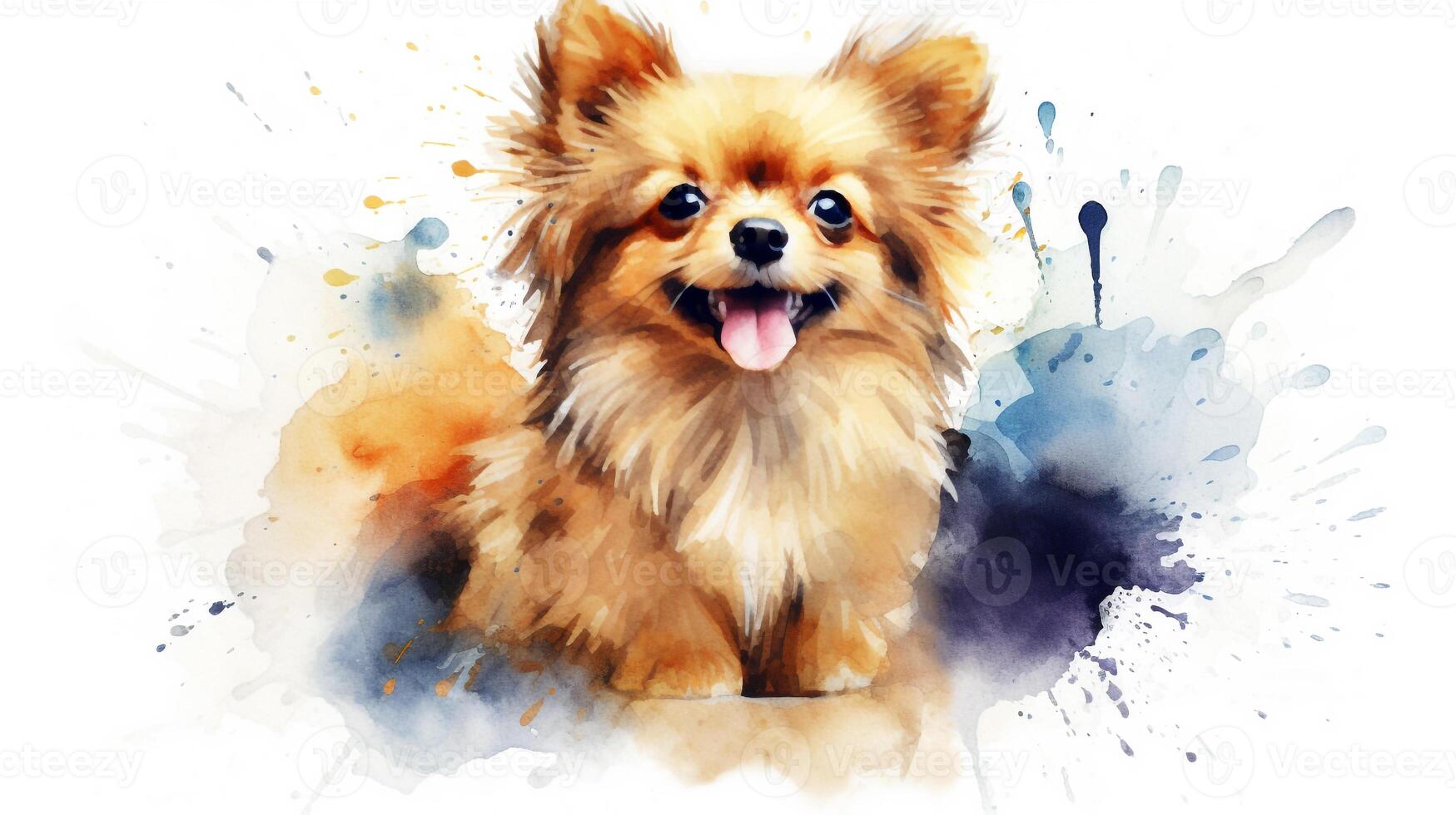 une mignonne peu chien dans aquarelle style. génératif ai photo