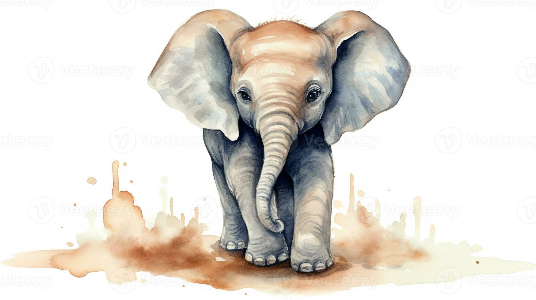 une mignonne peu africain l'éléphant dans aquarelle style. génératif ai photo