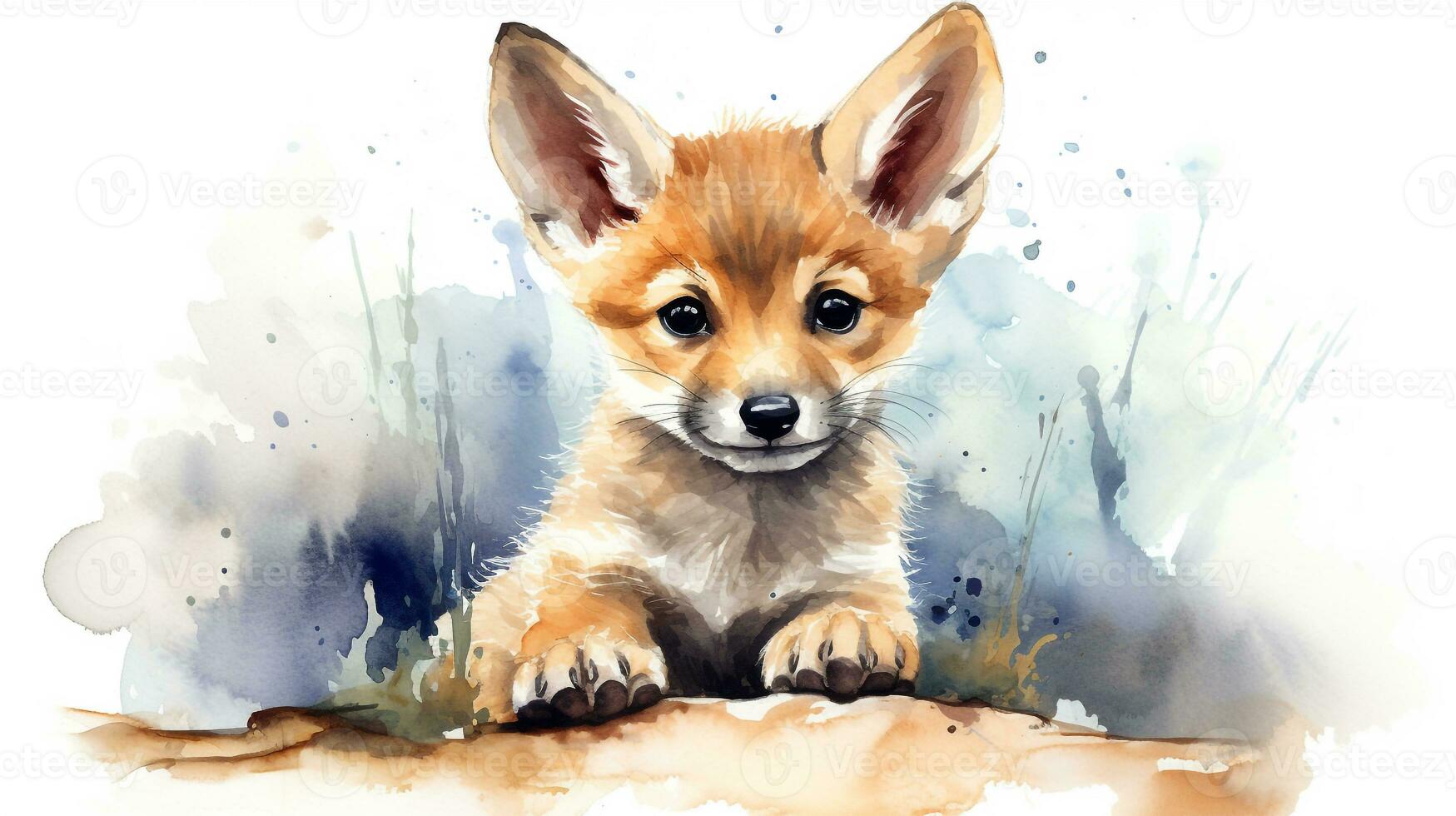 une mignonne peu chacal dans aquarelle style. génératif ai photo