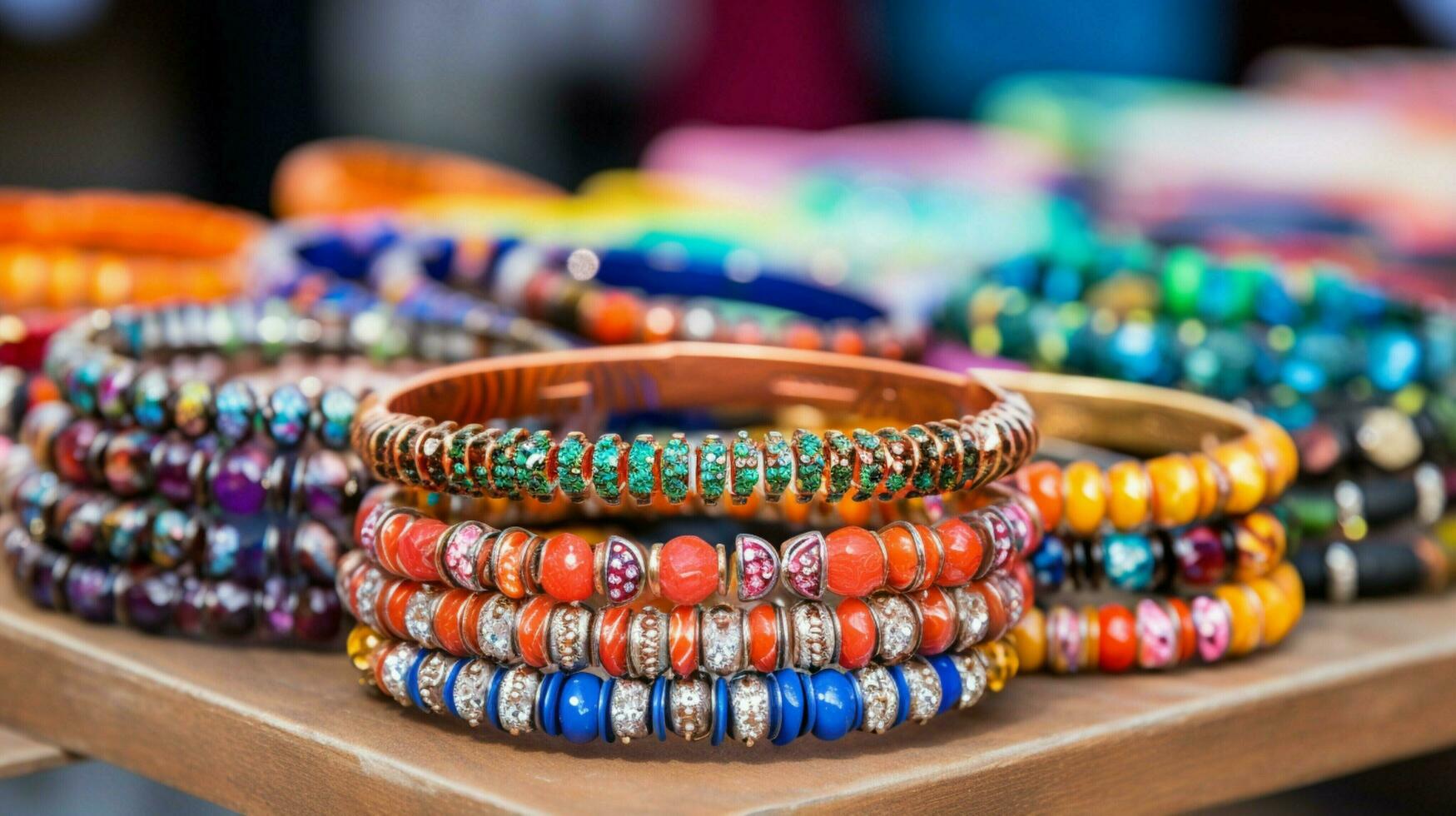 une collection de coloré bracelets avec le mot maharani photo