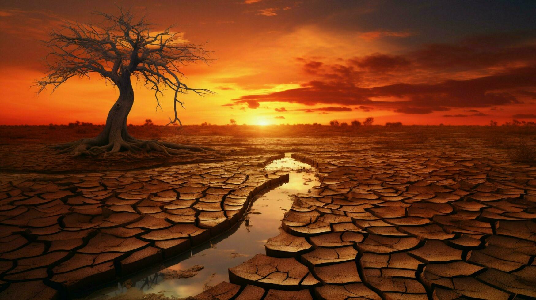 aride boue paysage cassé arbre le coucher du soleil saison photo