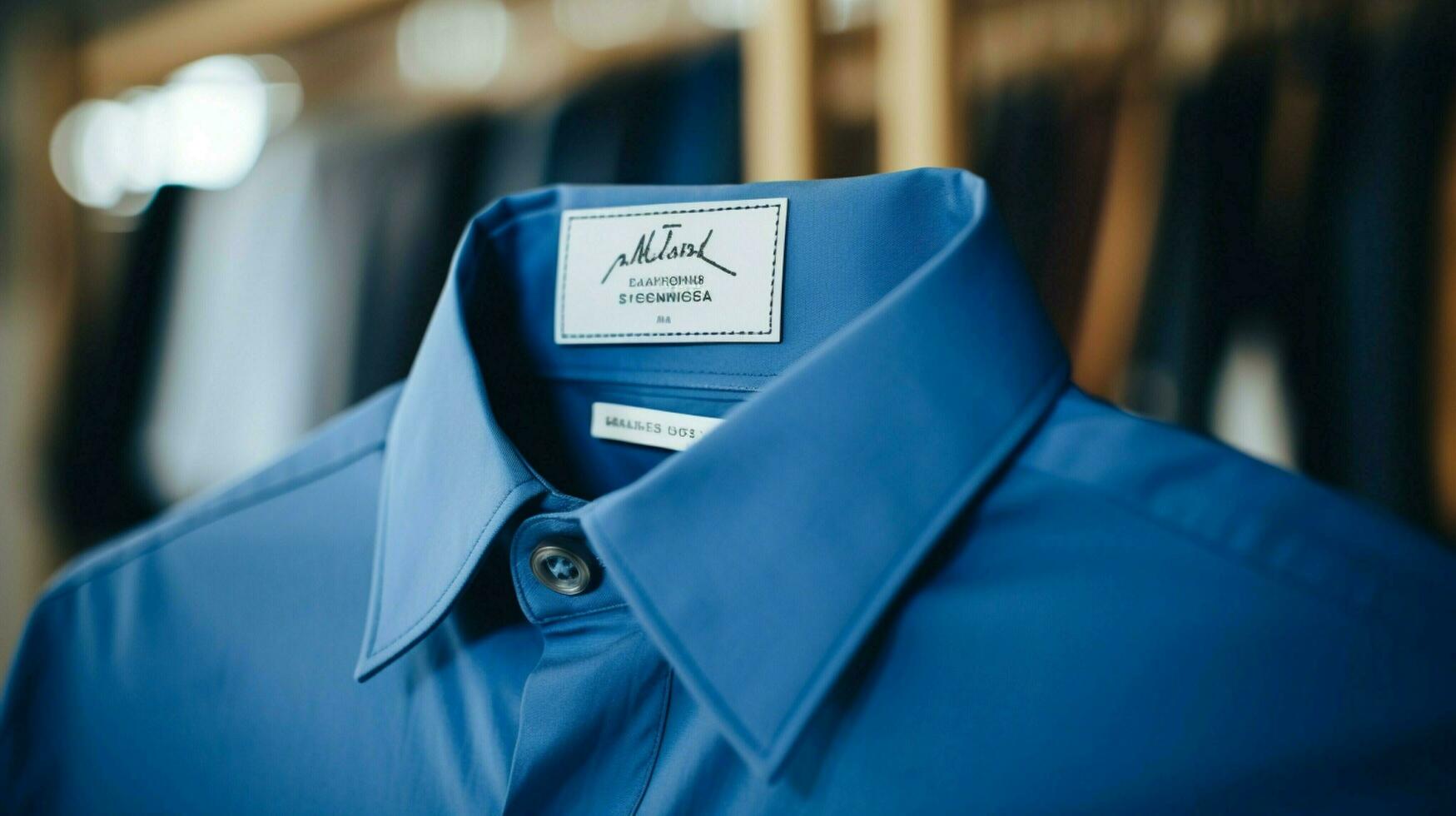 bleu chemise étiquette signe symbolise Hommes mode photo