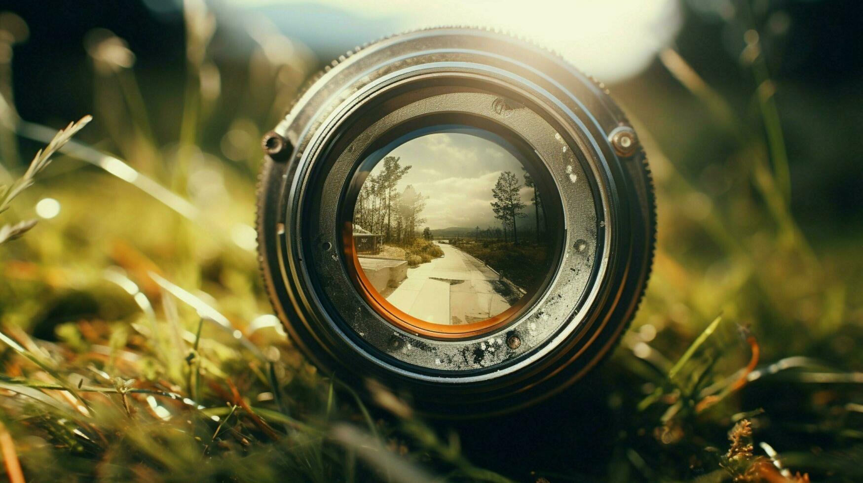 brillant antique lentille Zoom et tirer en plein air photo