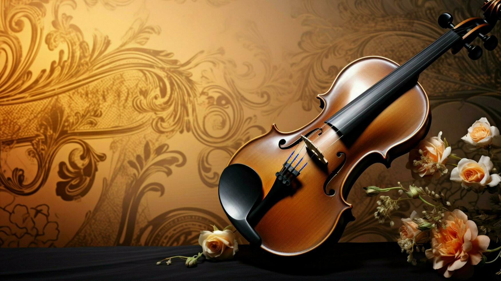 classique élégance violon sur abstrait fleuri toile de fond photo
