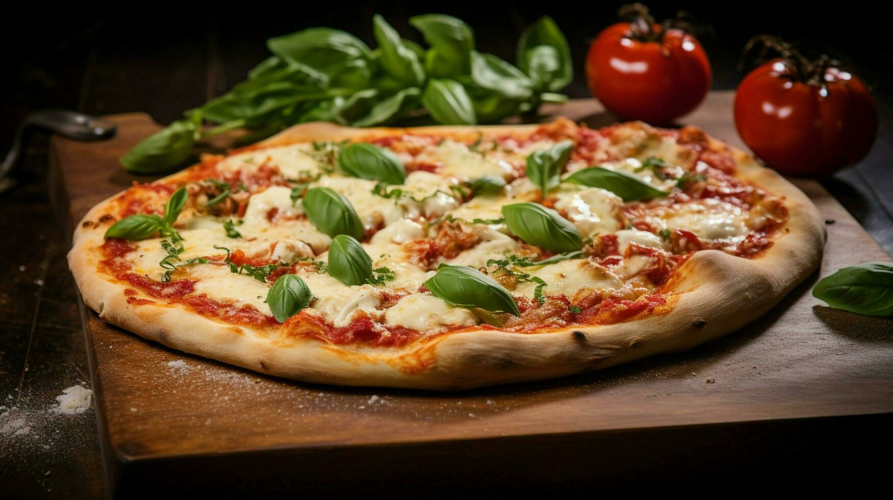 fraîchement cuit fait maison Pizza avec fondu mozzarella photo