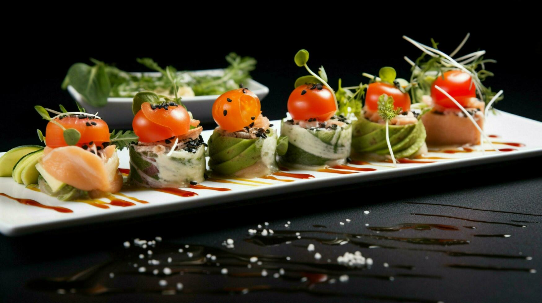 fraîcheur et en bonne santé en mangeant sur une assiette de gourmet apéritif photo