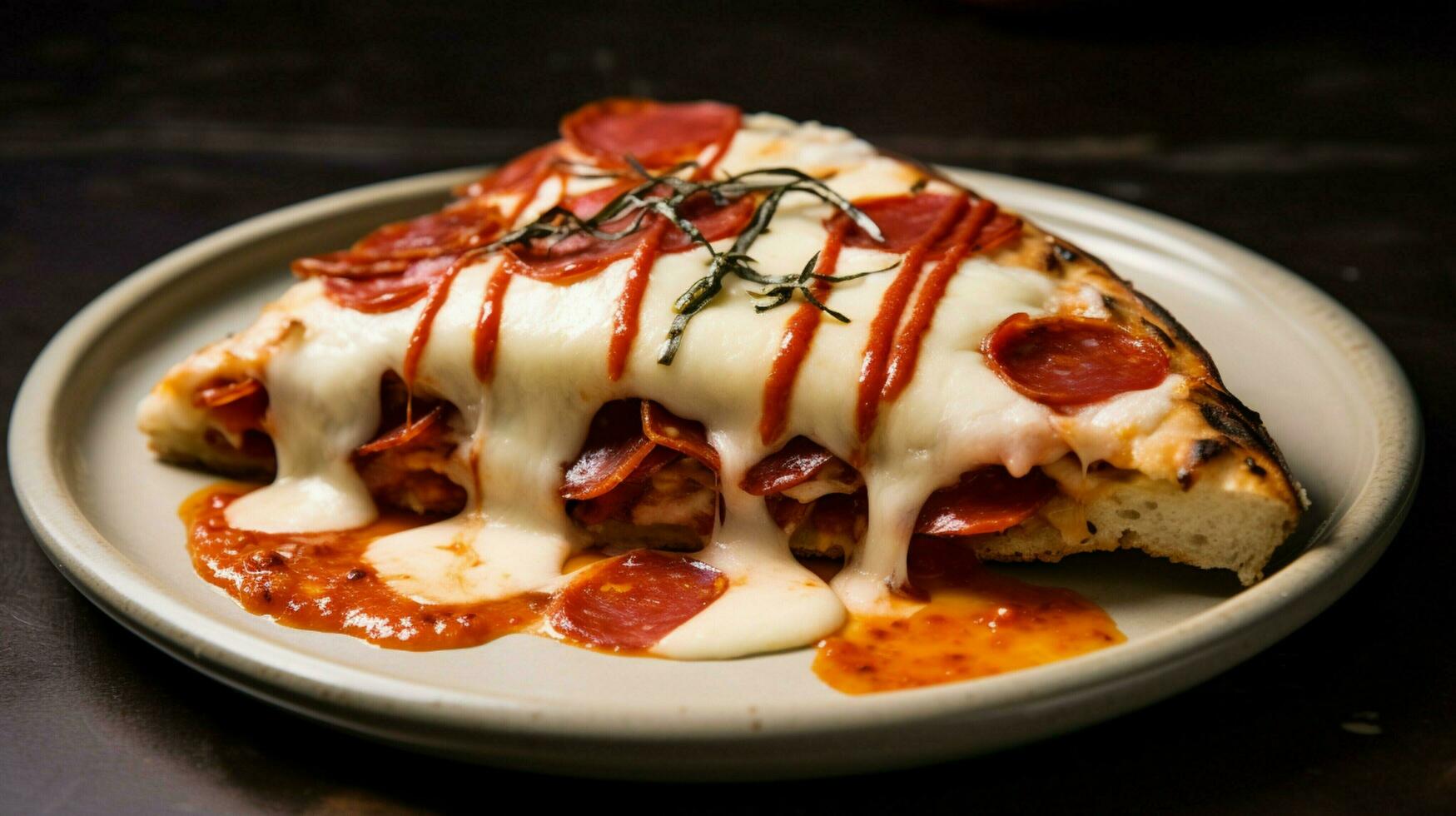 grillé Pizza tranche avec fondu mozzarella et salami photo