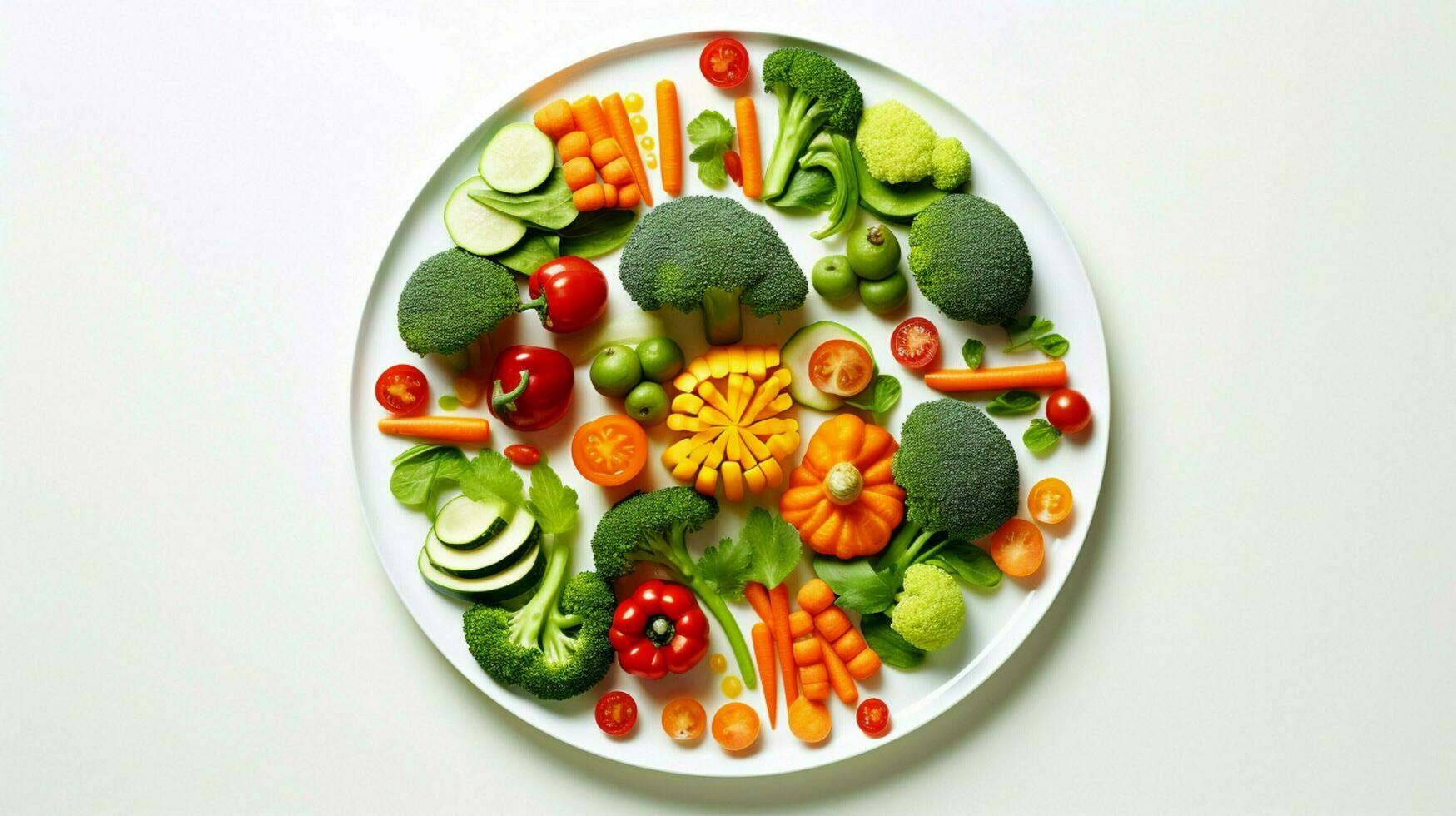 en bonne santé en mangeant Frais cuit des légumes sur une assiette photo