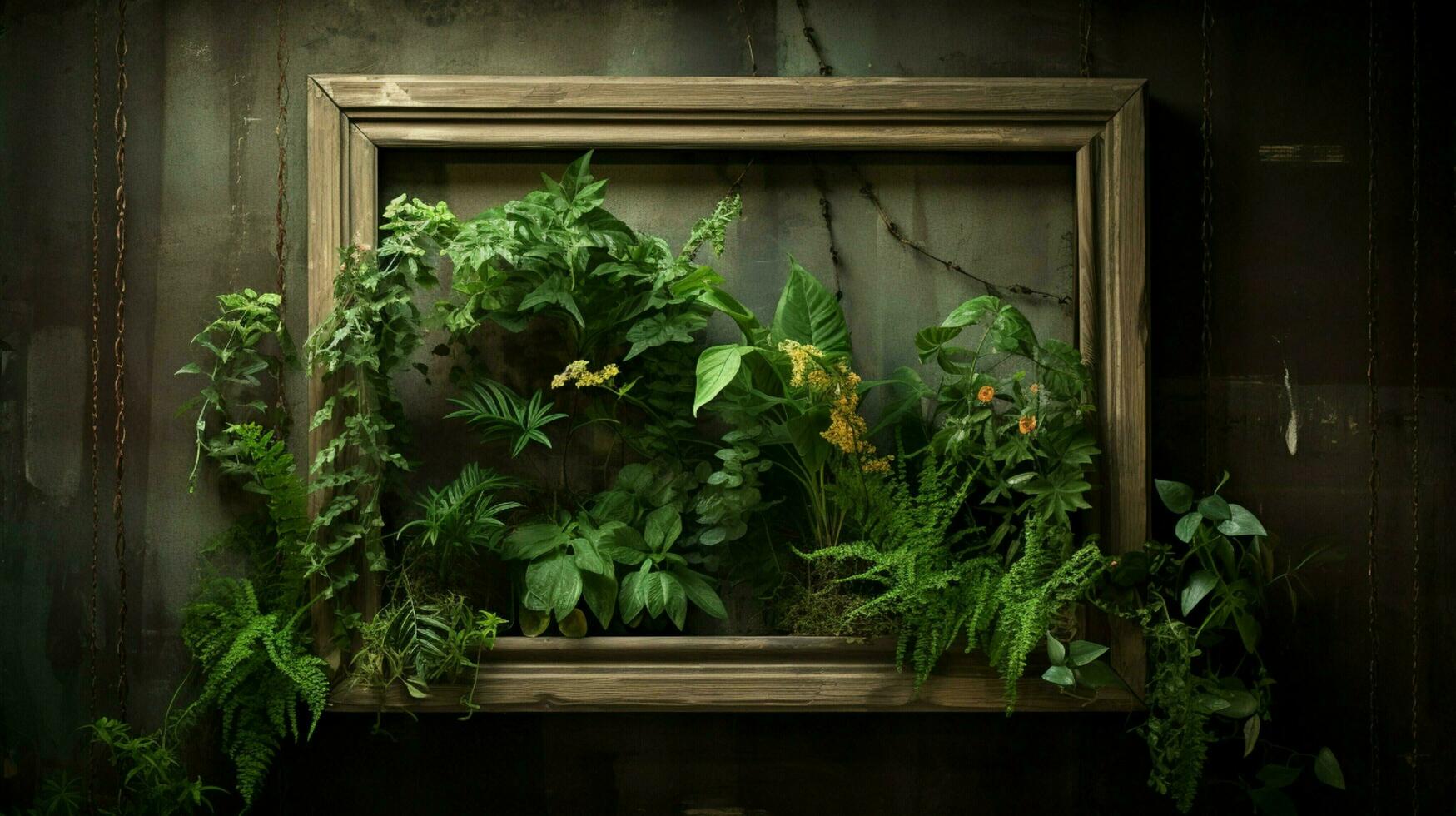 feuillu plante dans une rustique en bois Cadre fraîcheur abonde photo