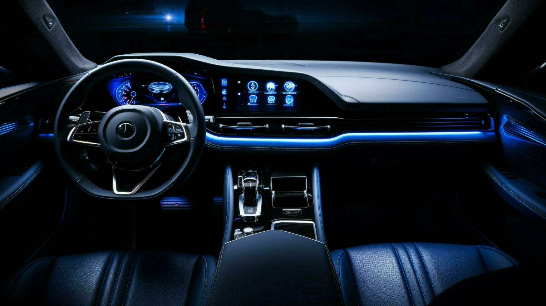 luxe voiture tableau de bord illuminé avec bleu éclairage 32942536