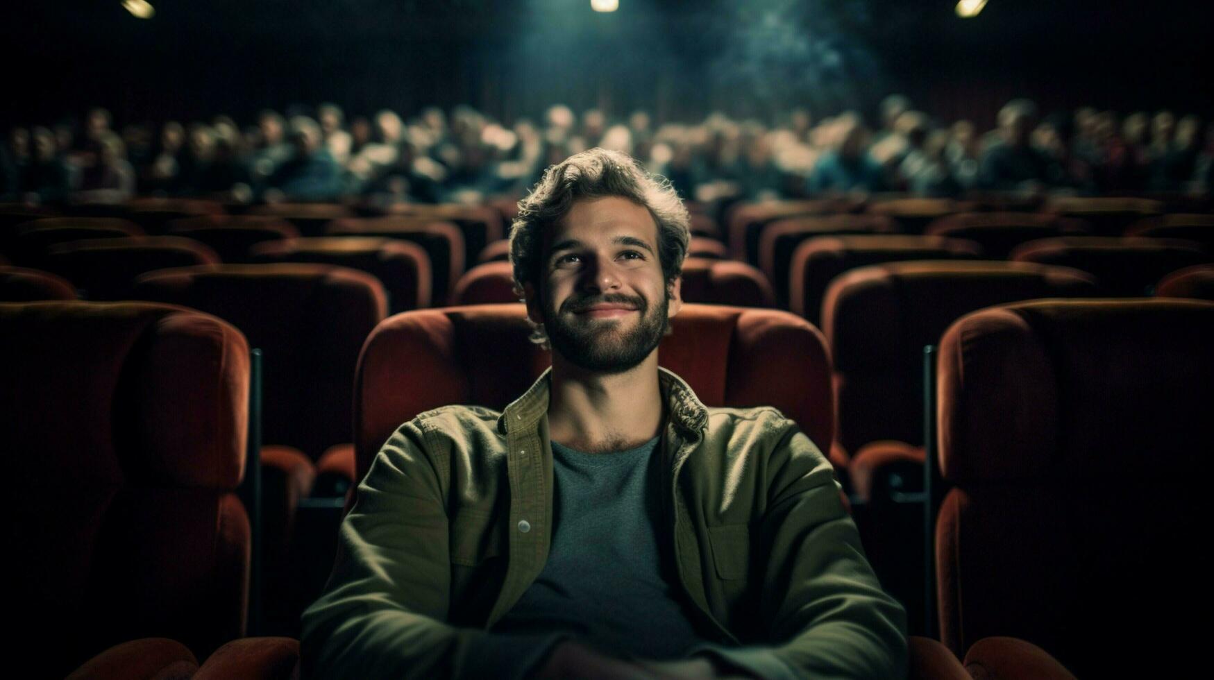 homme en train de regarder film dans théâtre des places spectacle photo