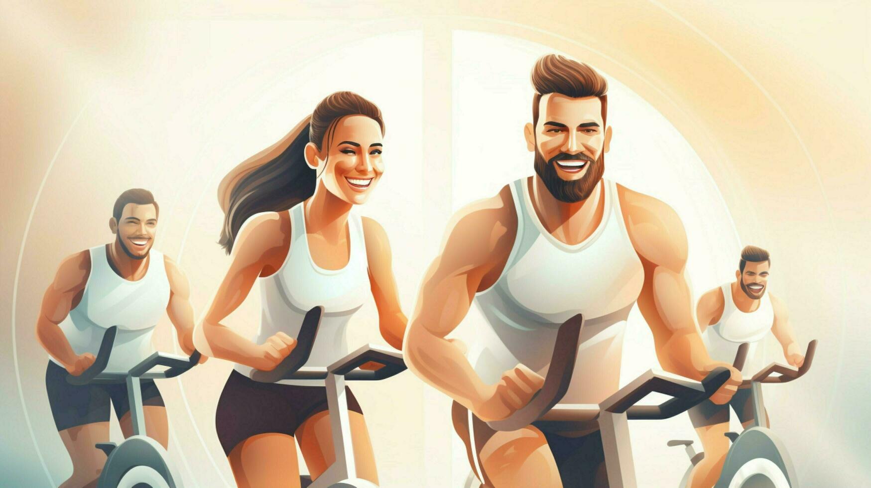 Hommes et femmes dans Gym cyclisme ensemble Heureusement photo