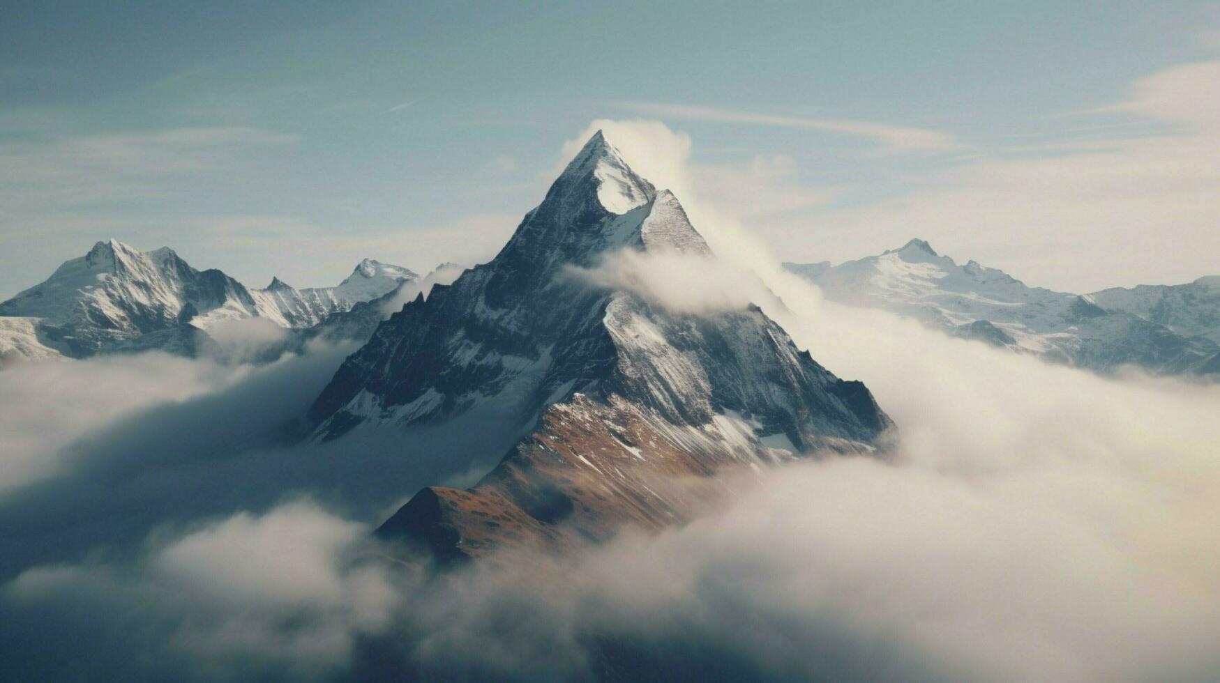 Montagne de pointe dans vue de en volant drone photo