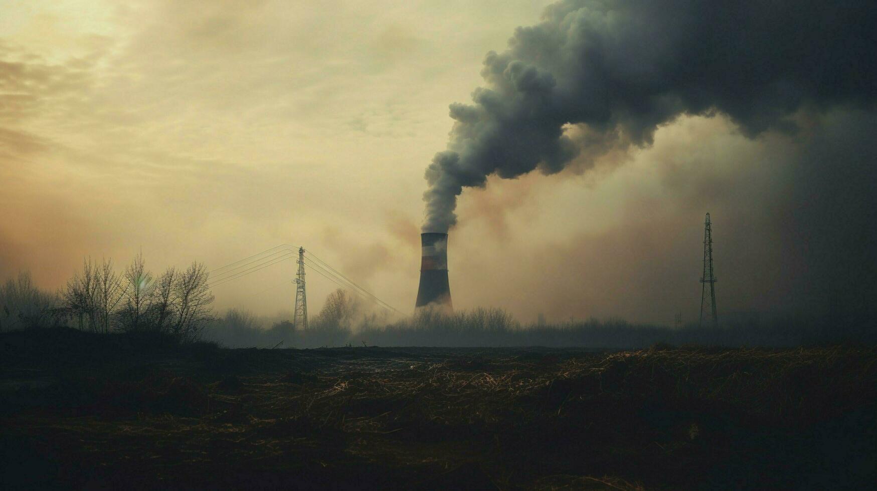 fumée monte de usine cheminée pollué la nature photo