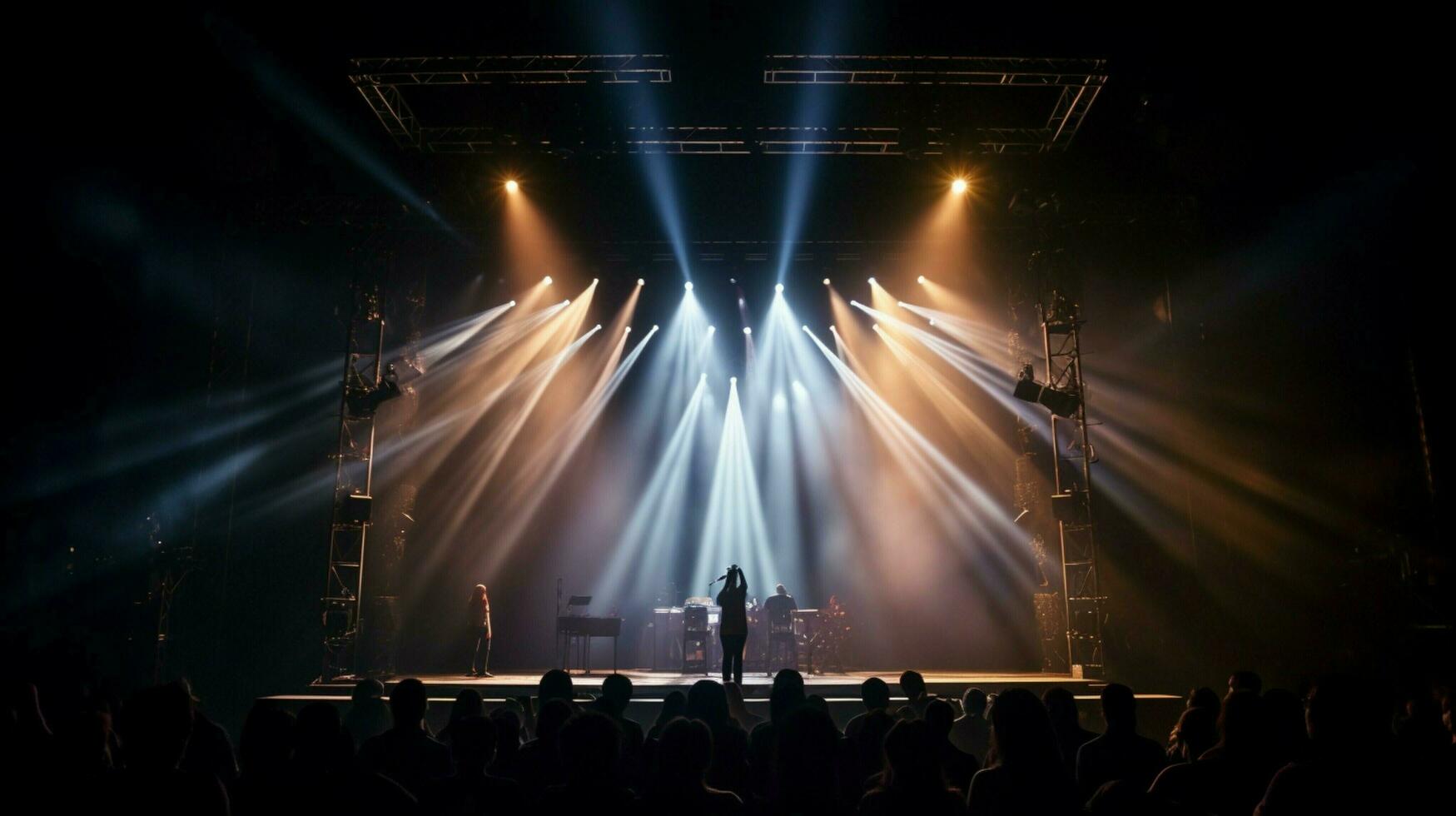 projecteur illumine étape ensemble à populaire concert photo