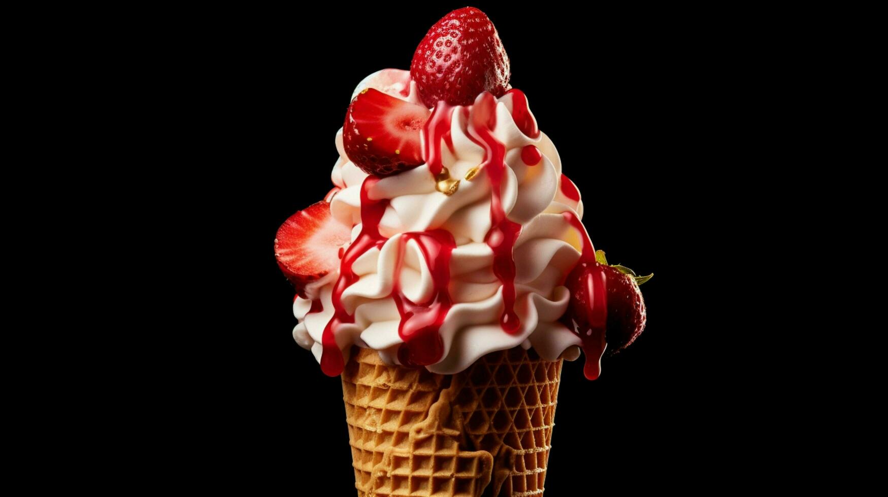 sucré la glace crème cône avec fraise photo