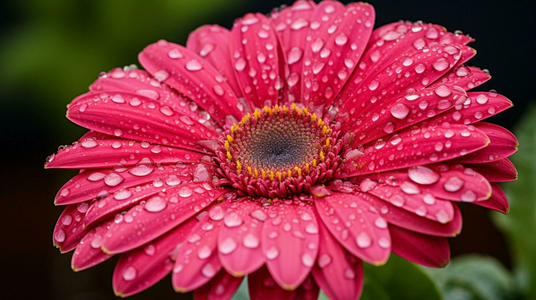 vibrant gerbera Marguerite fleur humide avec rosée photo