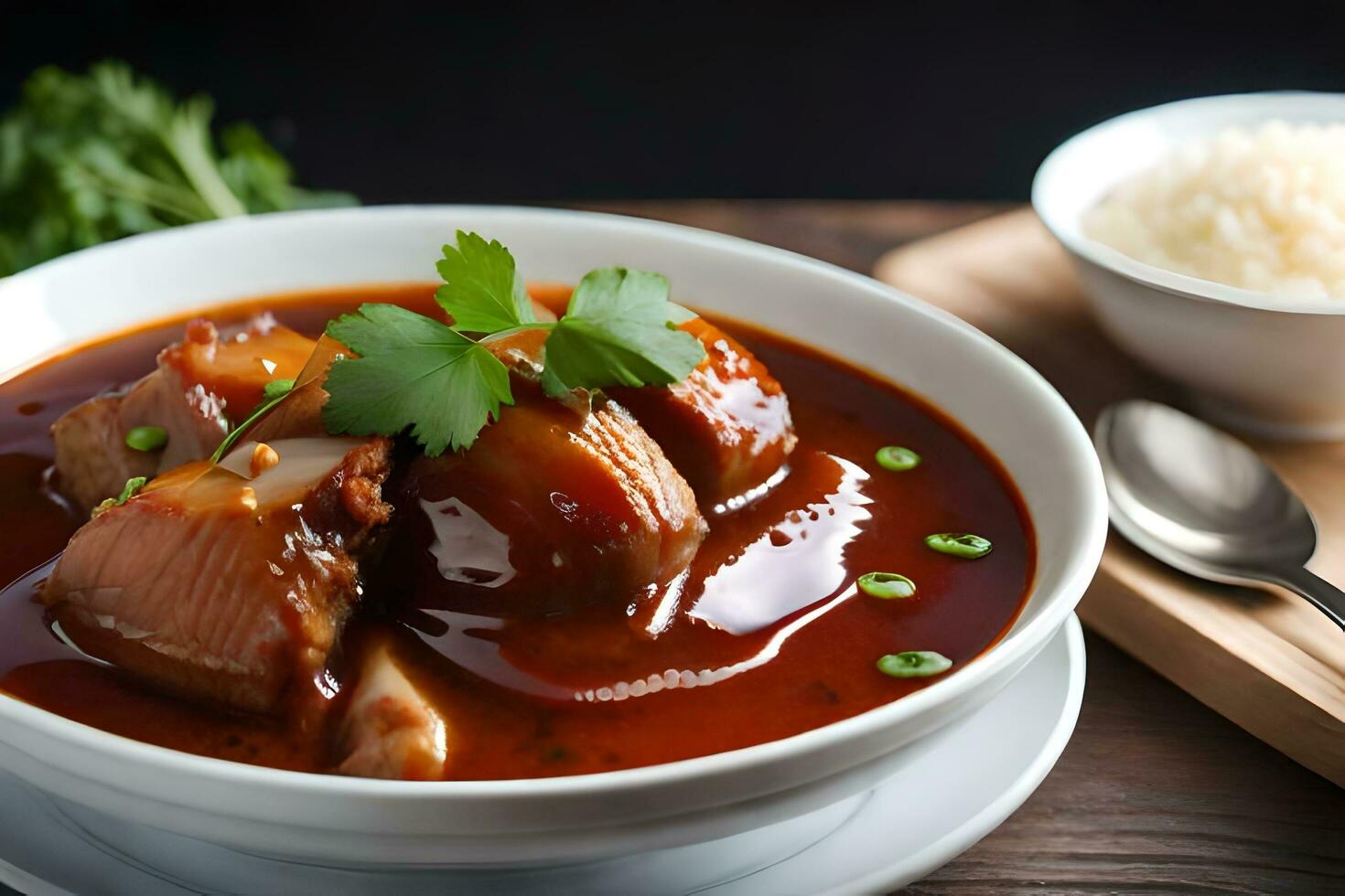 chinois porc et haricot fromage blanc soupe. généré par ai photo