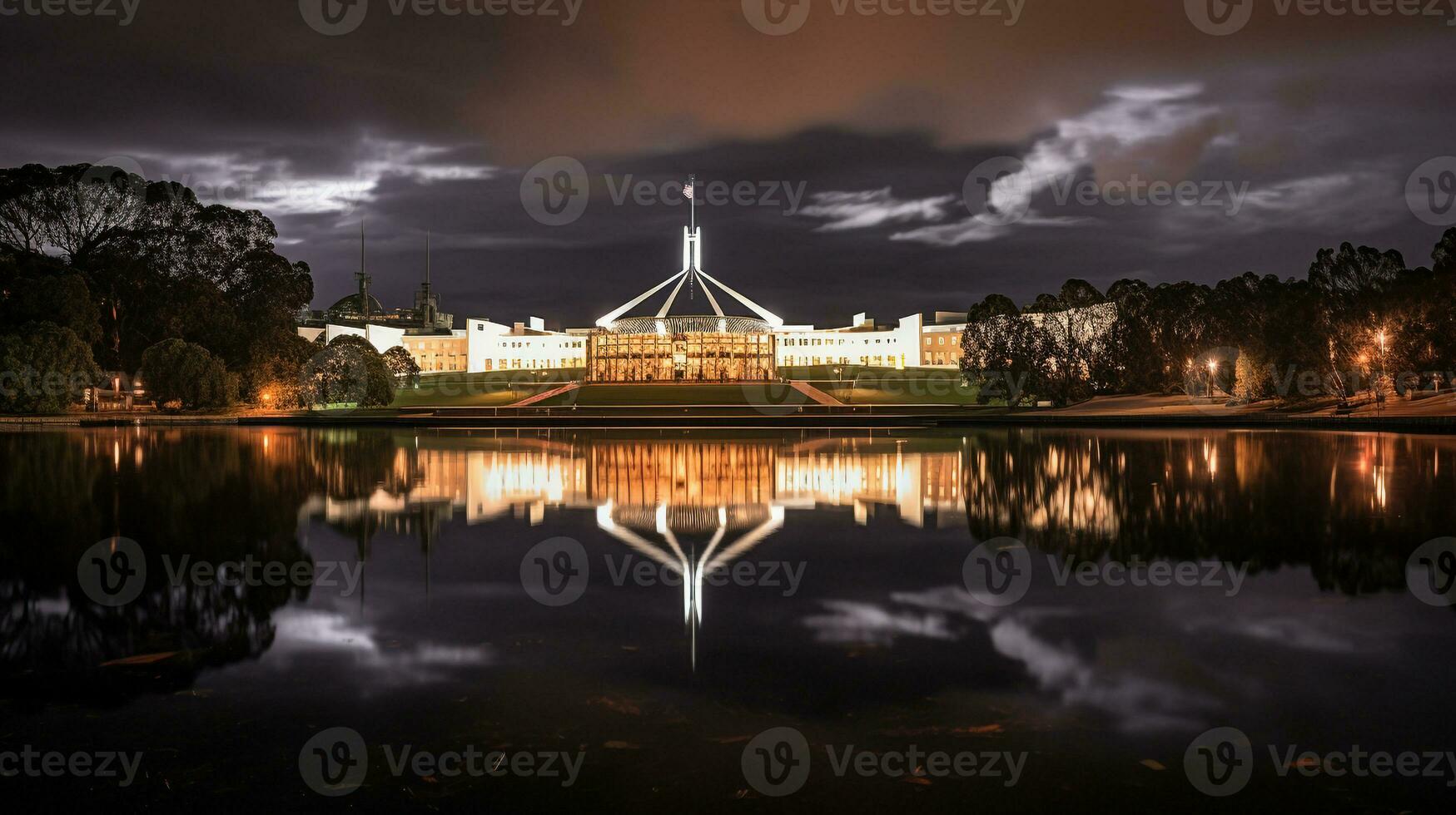 nuit vue de parlement maison. génératif ai photo