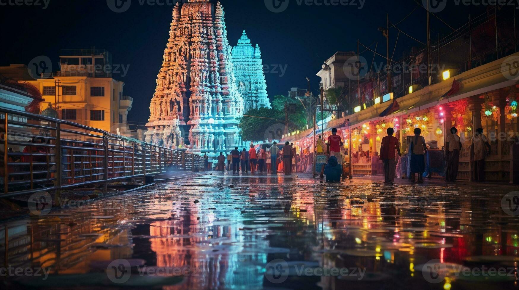 nuit vue de le meenakshi temple. génératif ai photo