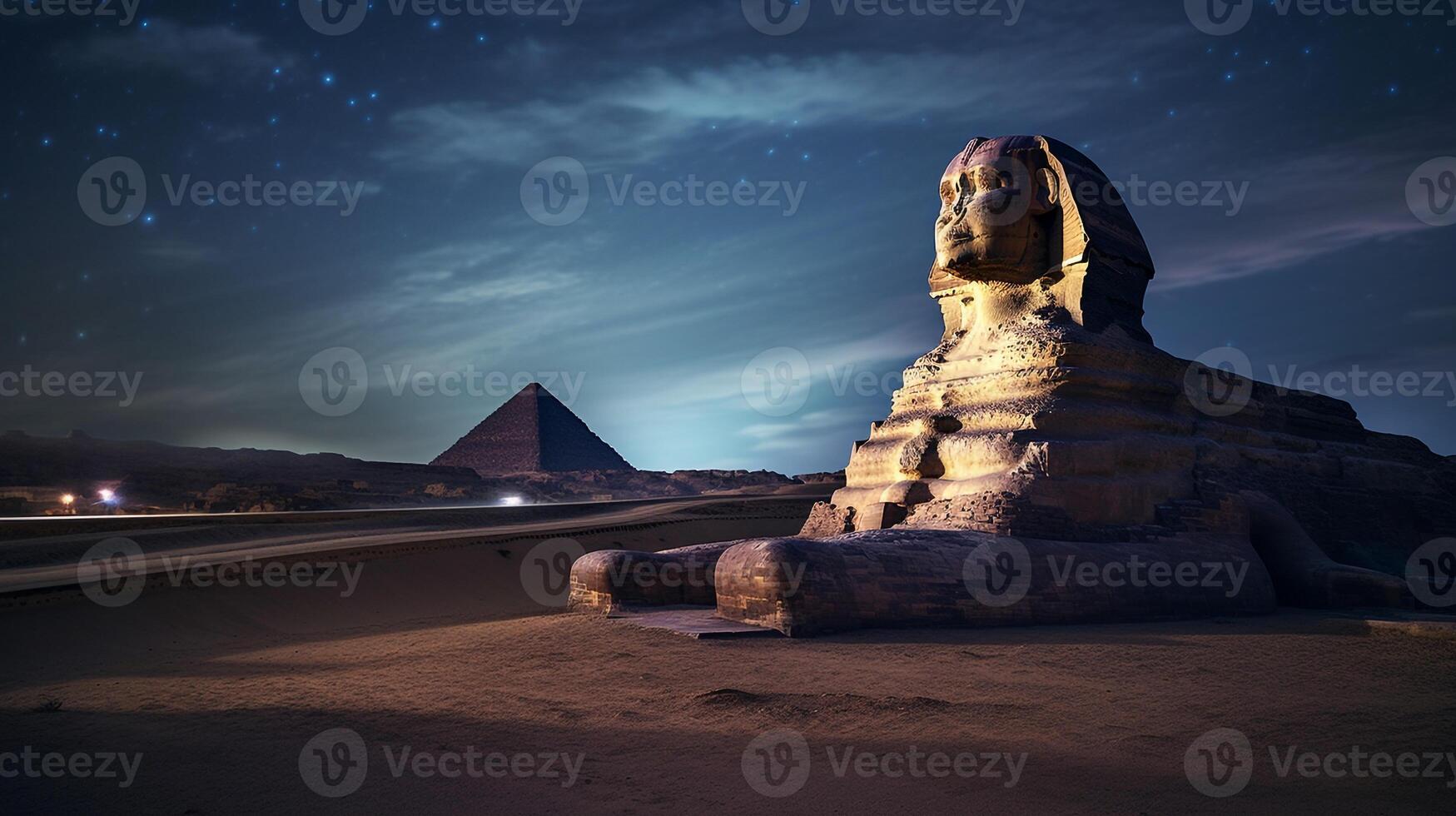 nuit vue de sphinx. génératif ai photo