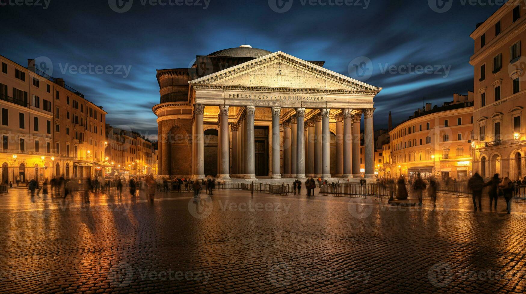 nuit vue de panthéon. génératif ai photo