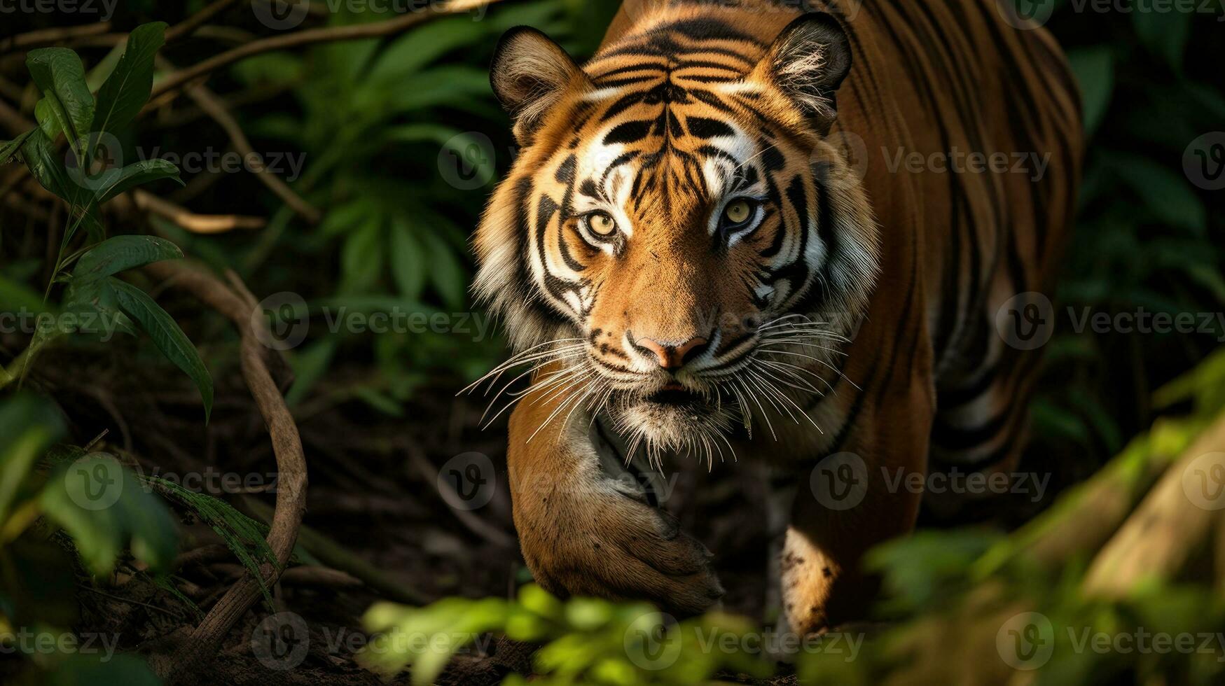 portrait de sumatran tigre dans une jungle, panthera Tigre sumatres. génératif ai photo