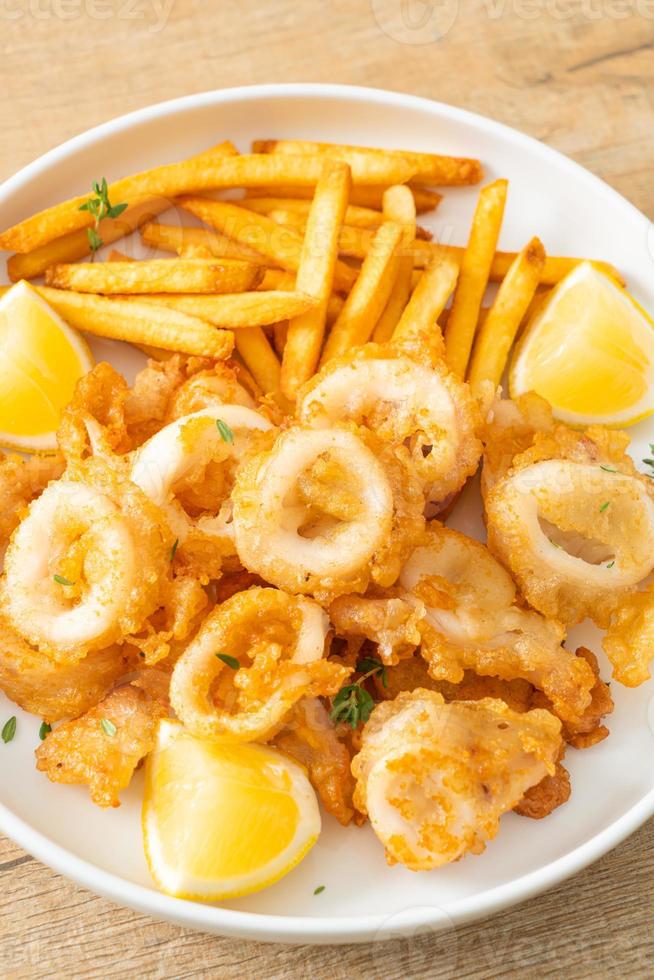 assiette de calamars et frites photo