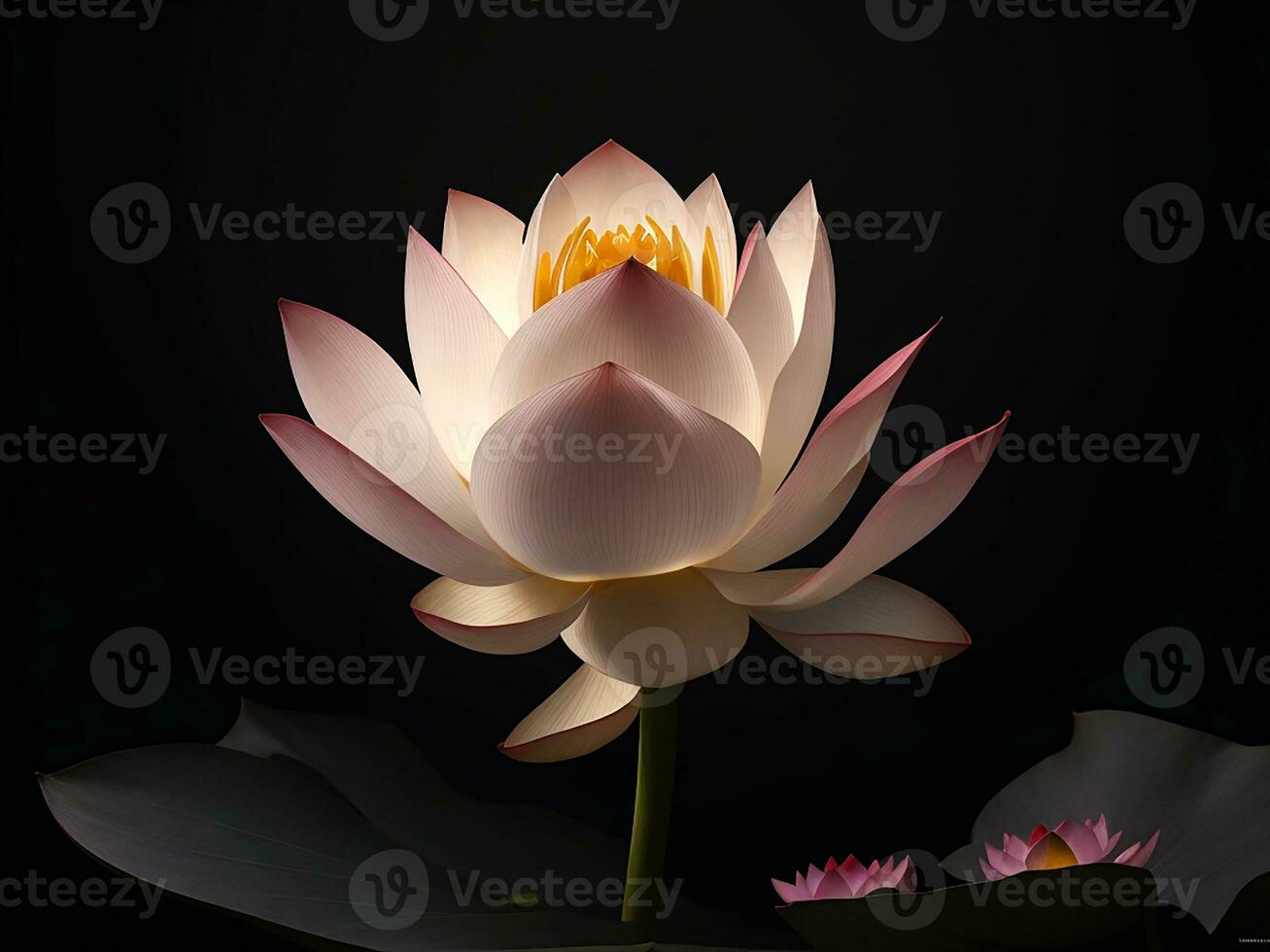 une charmant éclairage lotus. génératif ai photo