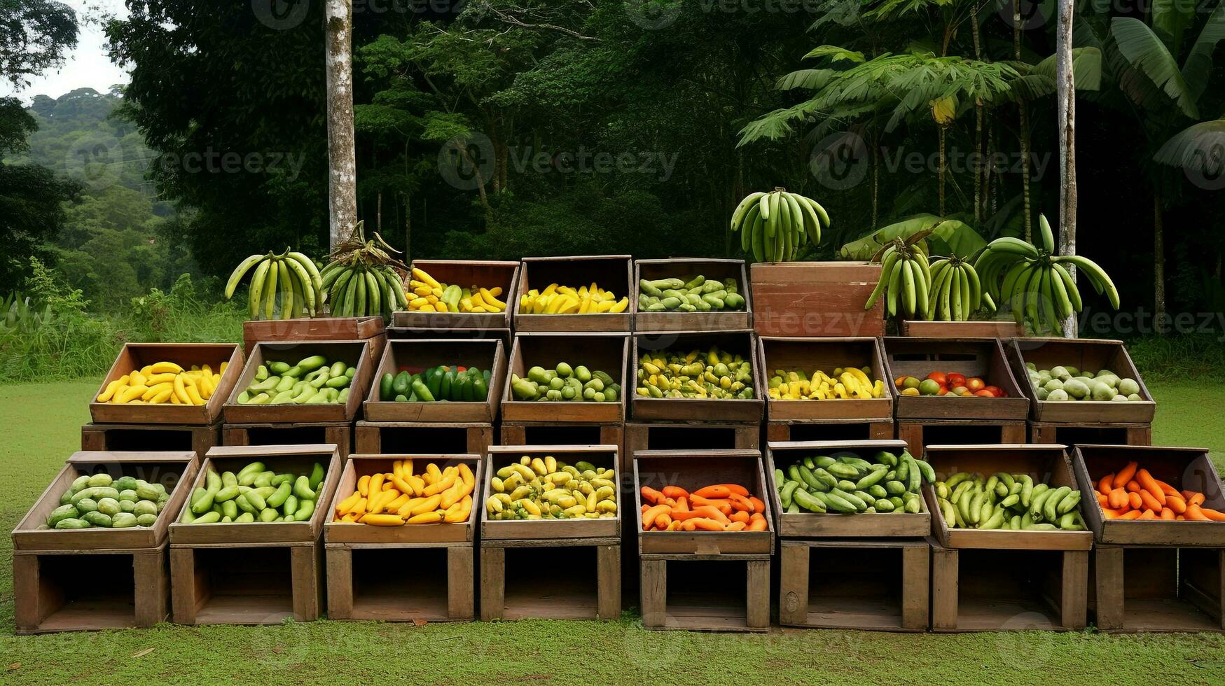 fraîchement choisi rumbia fruit de jardin mis dans le des boites. génératif ai photo