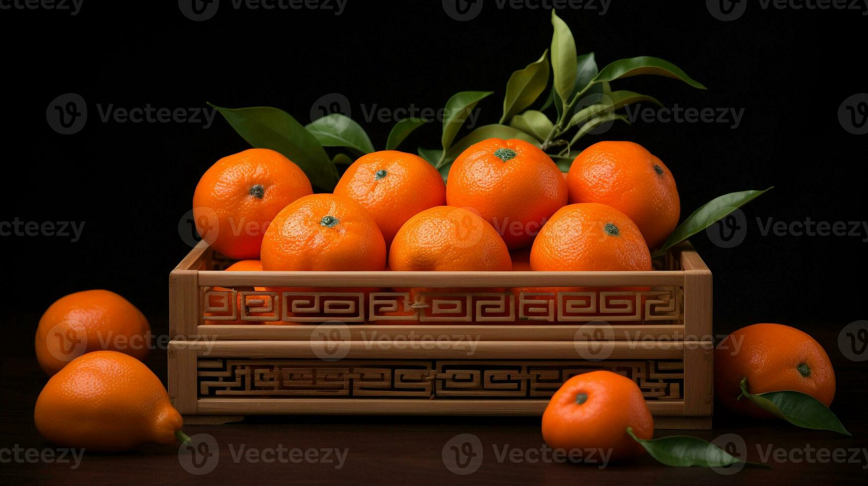 fraîchement choisi bouddhas main fruit de jardin mis dans le des boites. génératif ai photo