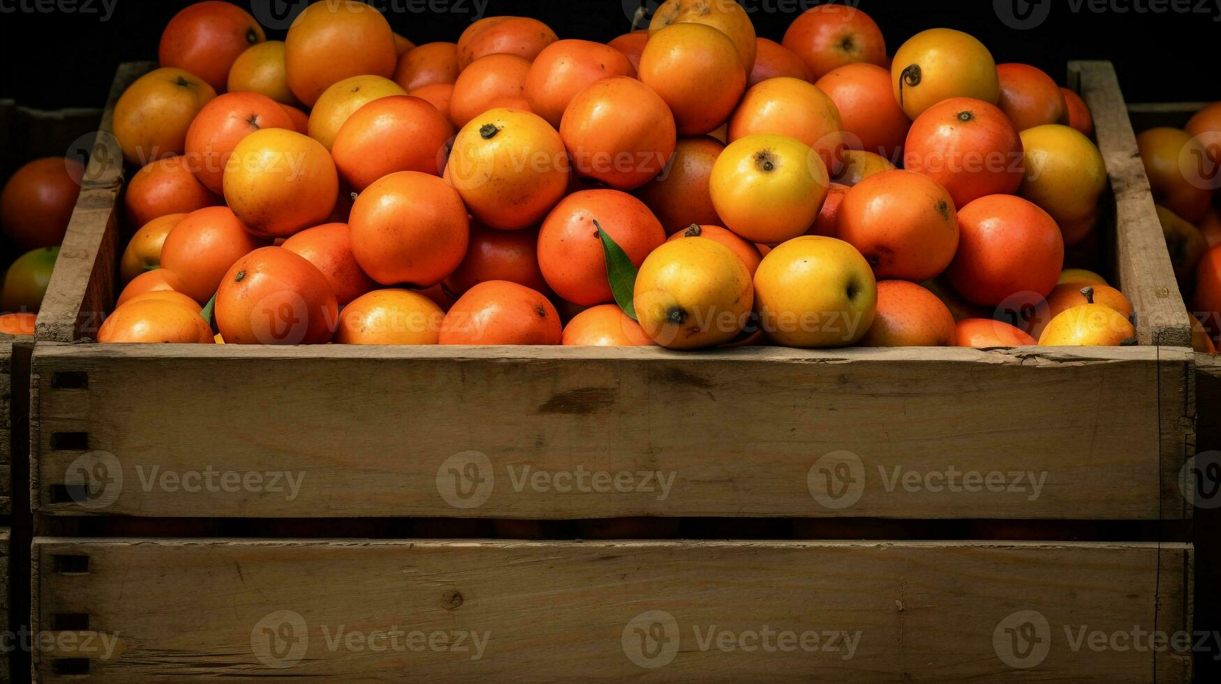 fraîchement choisi caja fruit de jardin mis dans le des boites. génératif ai photo