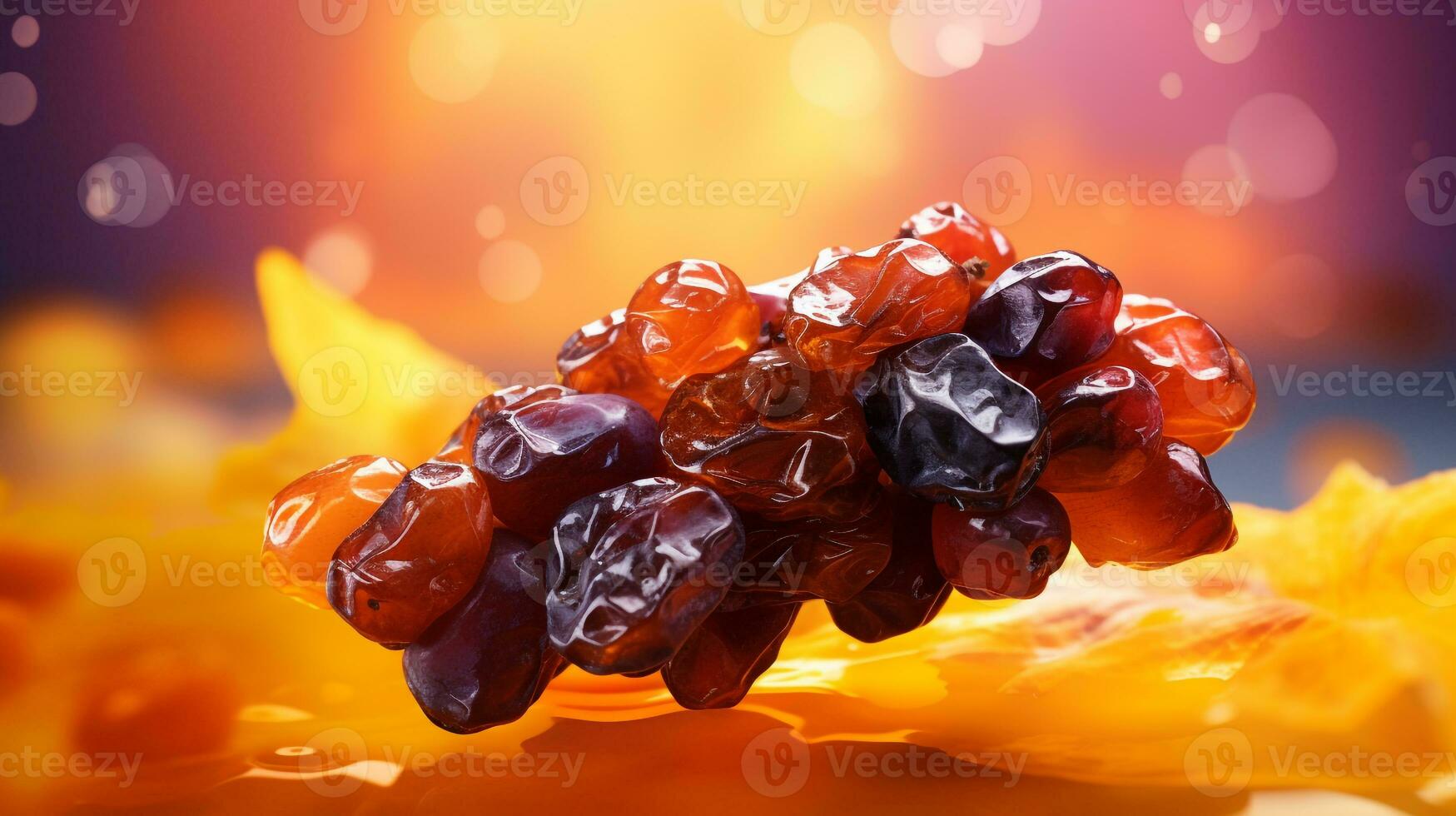 photo de raisin fruit moitié contre une coloré abstrait Contexte. génératif ai