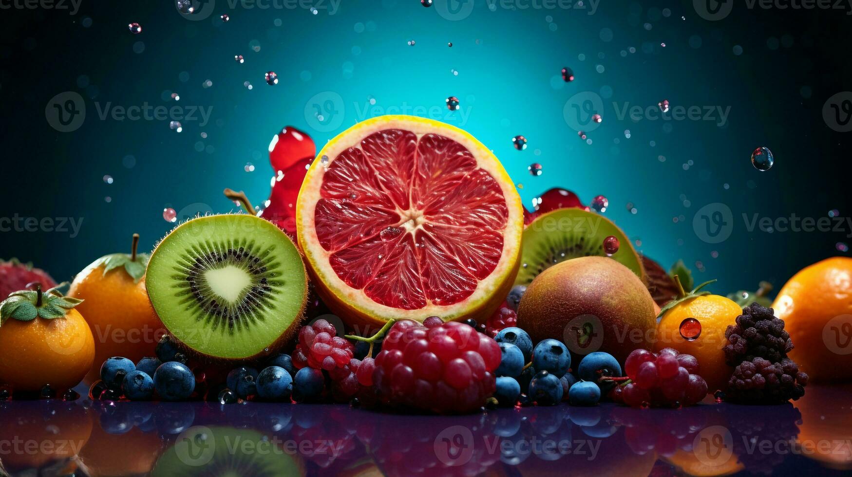 photo de nam nama fruit moitié contre une coloré abstrait Contexte. génératif ai