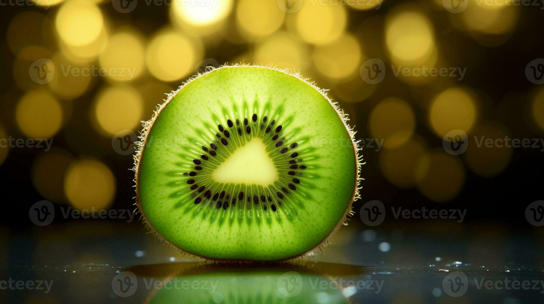 photo de kiwi moitié contre une coloré abstrait Contexte. génératif ai