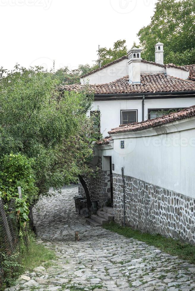 rue de la vieille ville et maisons traditionnelles vue sur veliko tarnovo bulgarie photo