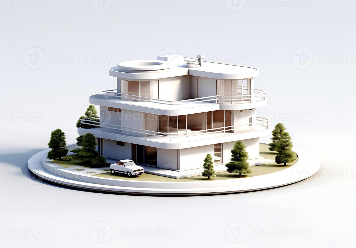 3d maison modèle sur blanc Contexte photo