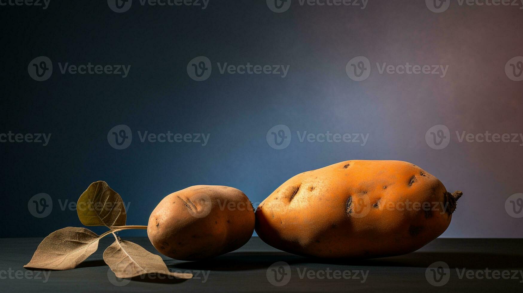 photo de patate douce haricot sur une minimaliste tableau. génératif ai