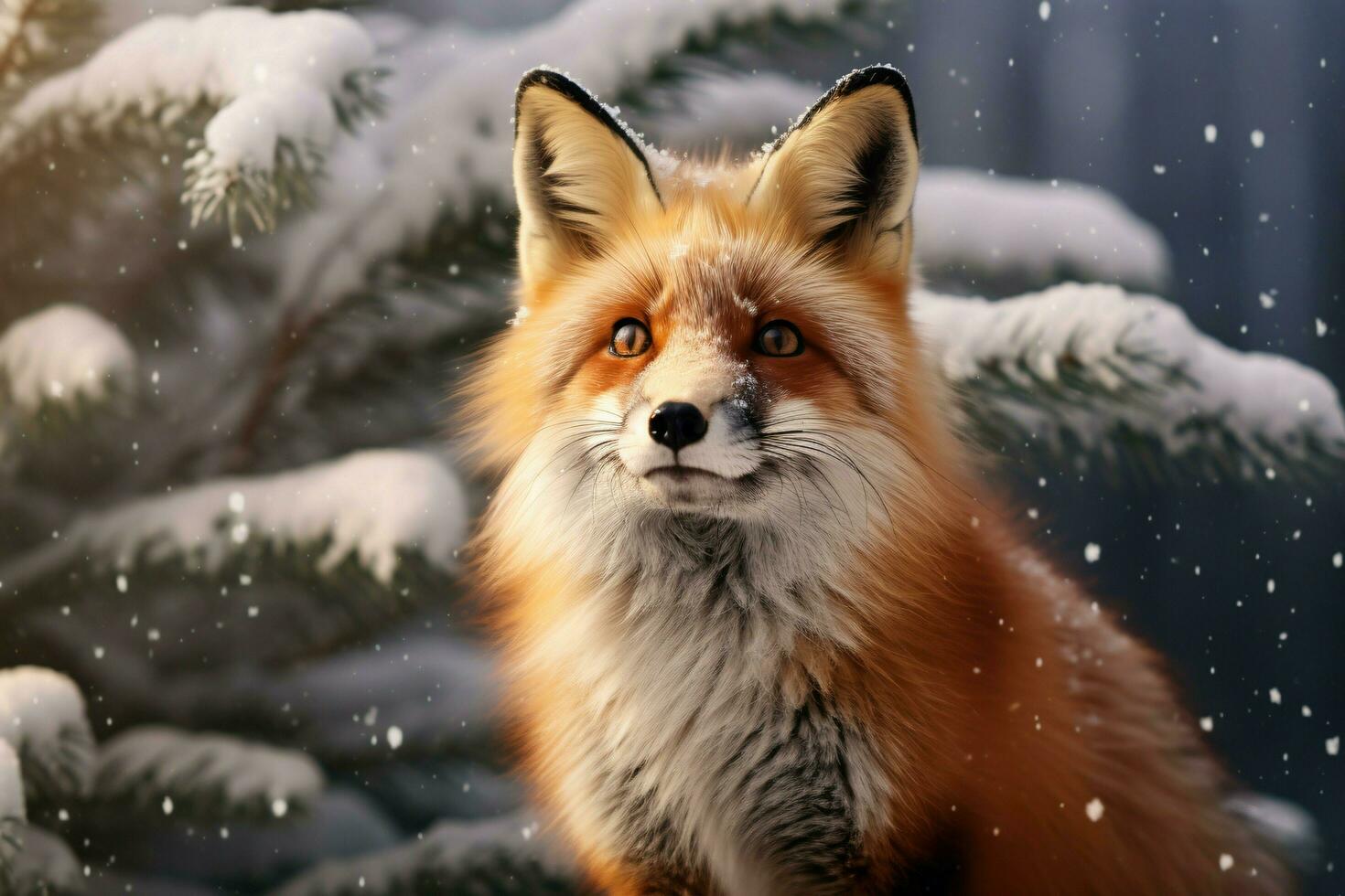 photo de une rouge Renard dans l'hiver. ai généré