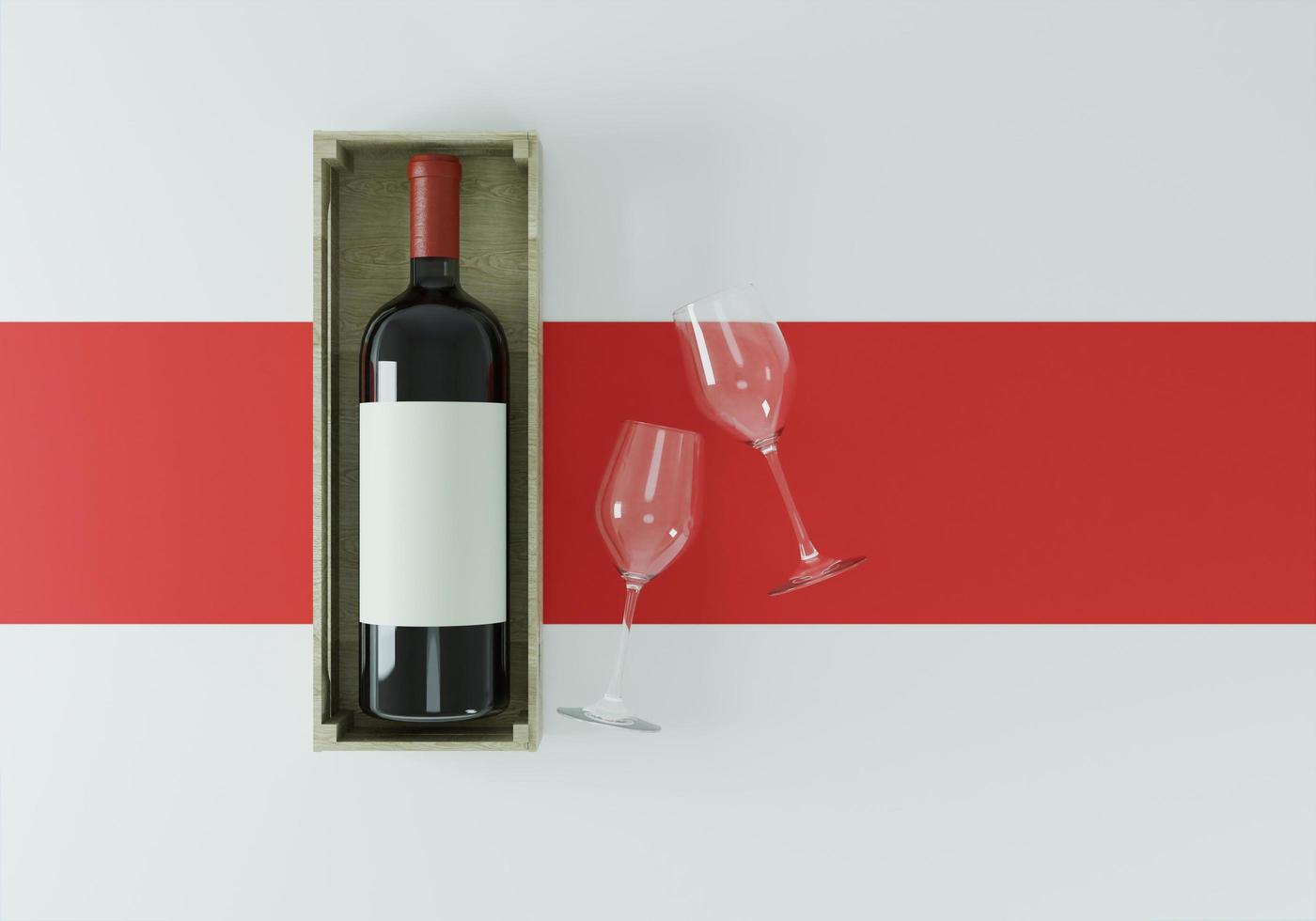bouteilles de vin avec des verres à vin sur le sol photo