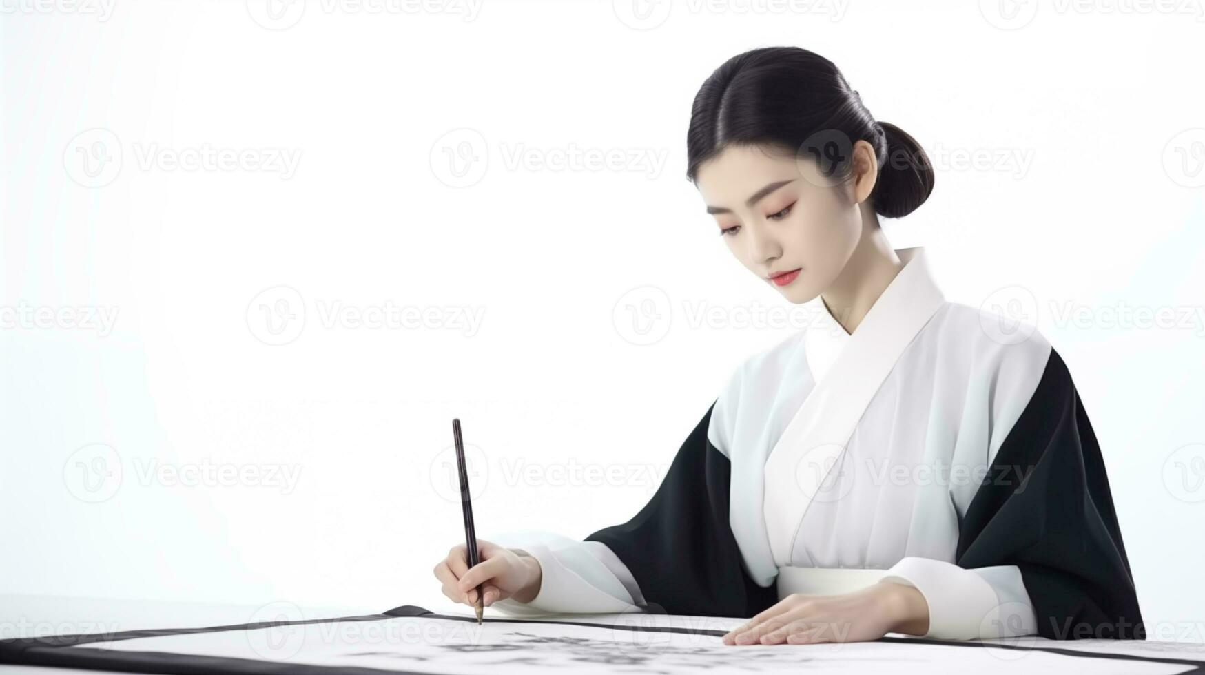 une chinois femelle calligraphe ai généré photo