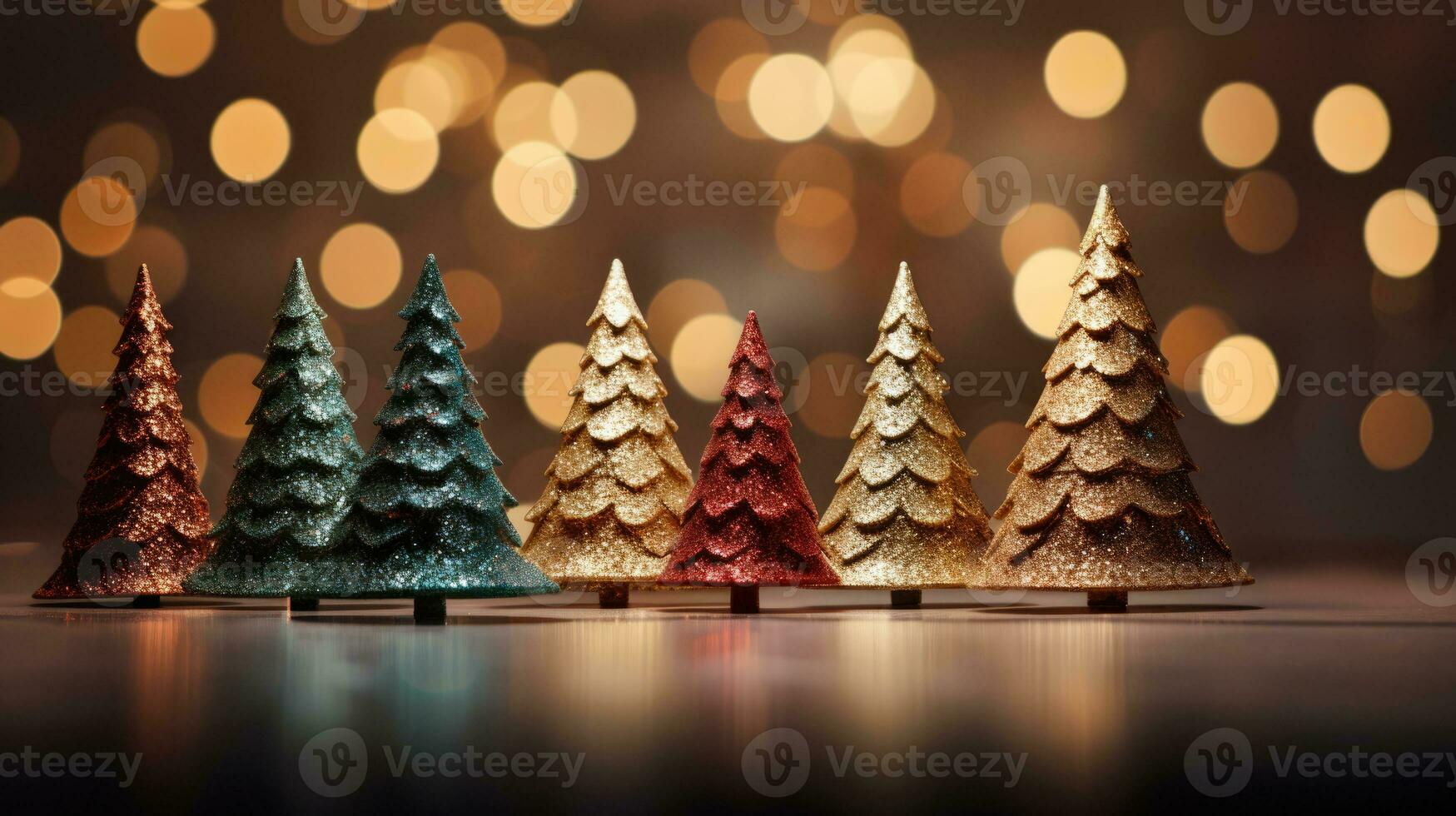 Noël arbre Noël vacances décoration avec briller bokeh arrière-plan, génératif ai photo