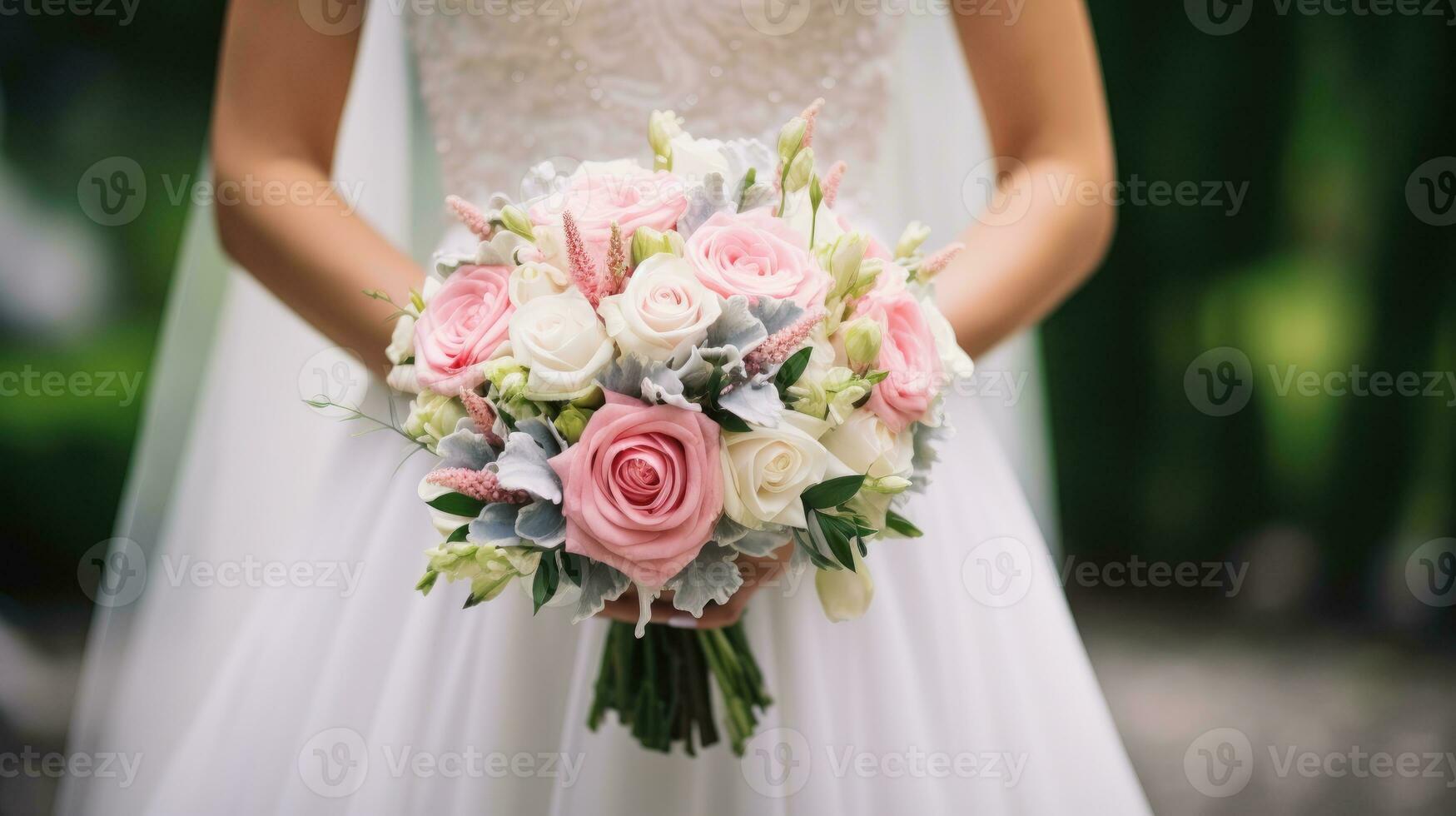 mariage bouquet de fleurs, la mariée en portant fleurs, ai généré photo