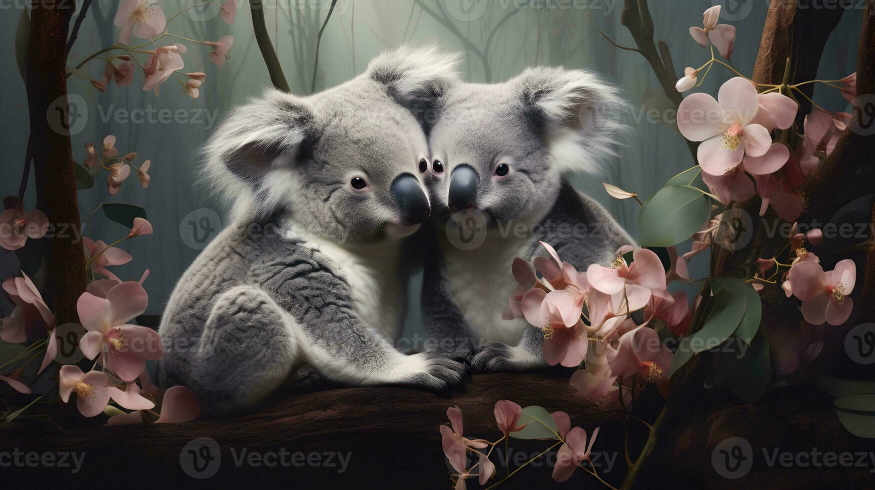 super mignonne les koalas couple étreindre. content la Saint-Valentin journée concept. ai généré image. photo