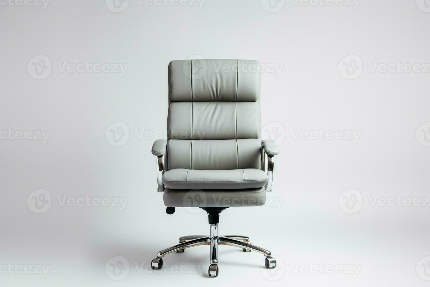 moderne Bureau chaise de gris cuir. isolé sur une blanc Contexte ai généré photo