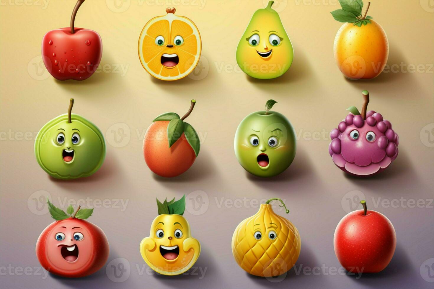 expressif fruit emojis pour divers humeurs et conversations ai généré photo